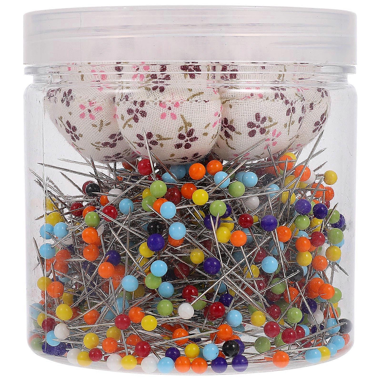 Multicolor Glass Ball Head Pin Sewing Pin with Storage Box 1Set