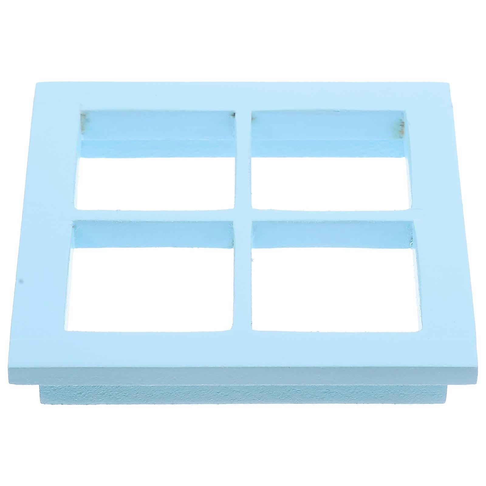 Miniature Window Wooden Dollhouse Window Frame Decoration 2Pcs Set