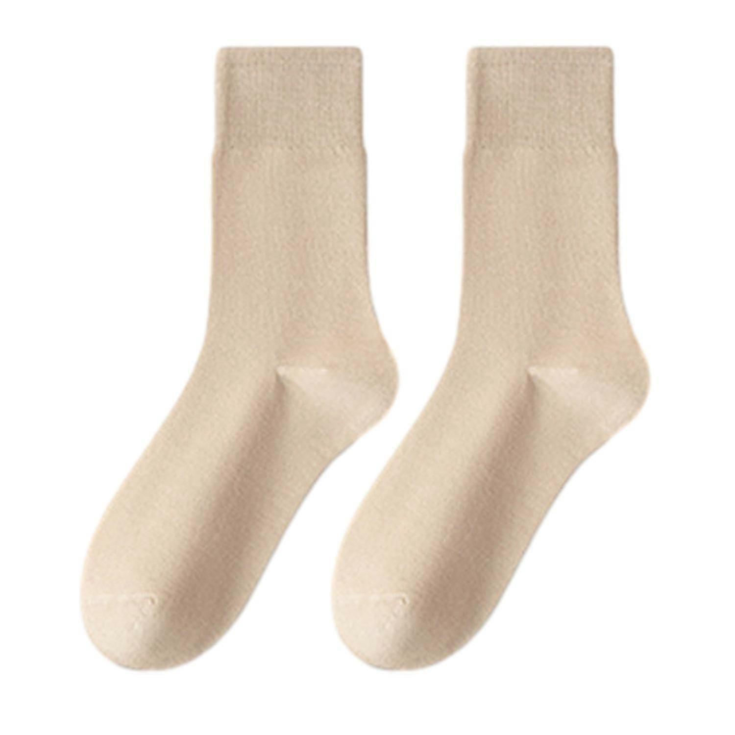 Women's Retro Mid-Calf Socks Warm Crew Socks Solid Color Cozy Stacking Socks No Pilling Soft Long