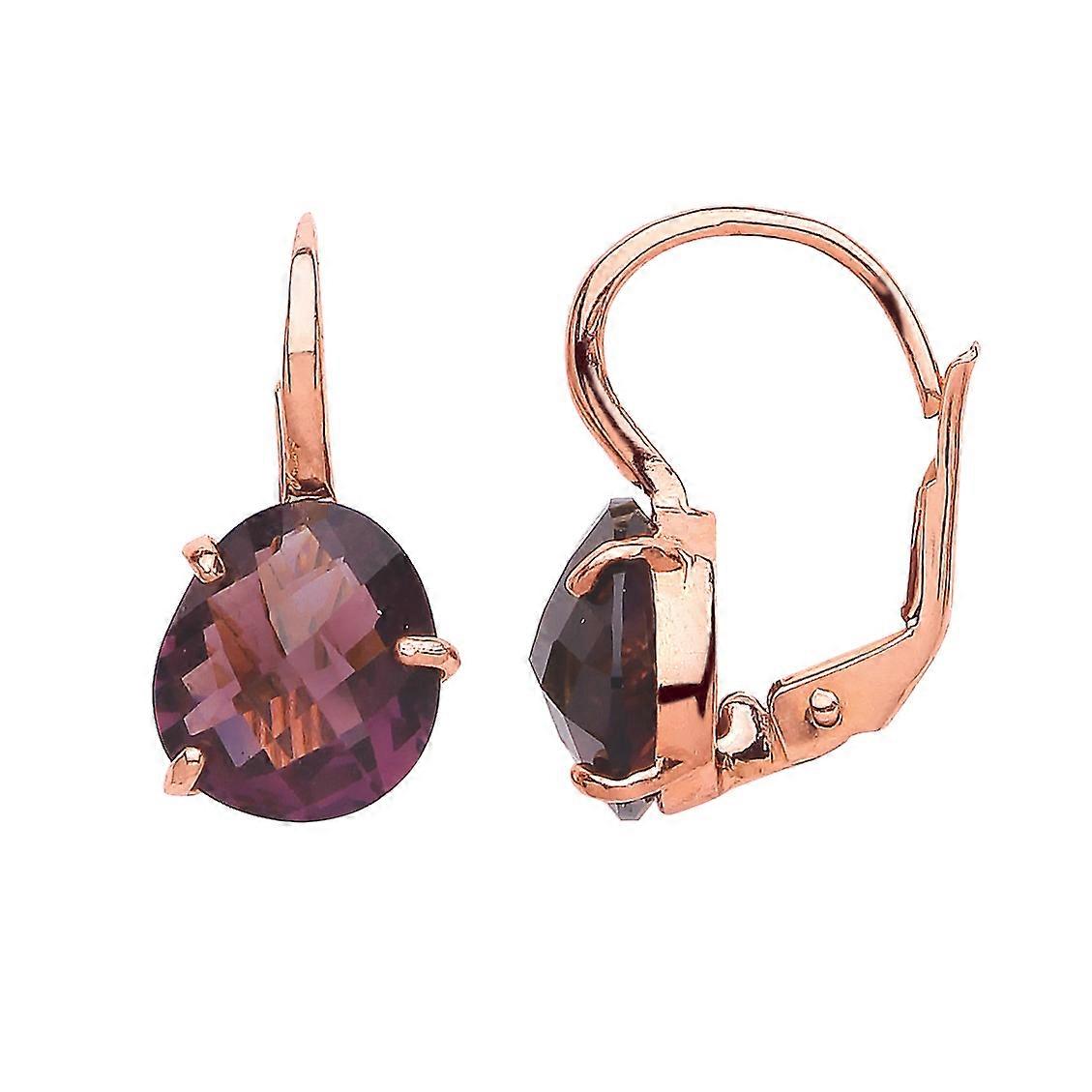 Jewelco London Rose Gold-Plated Sterling Silver Purple irregular-shape Cubic Zirconia Nugget Drop Earrings