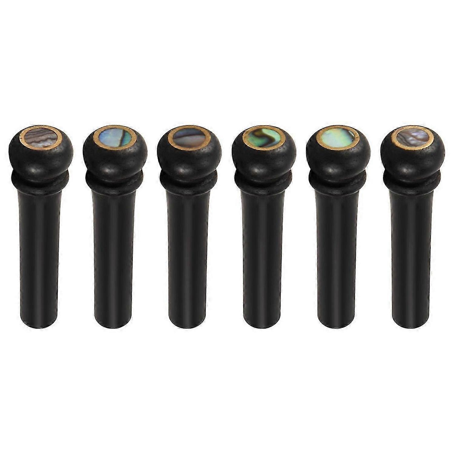 6Pcs Black Ebony Shell Guitar Bridge Bone Pins Set with Abalone Dot