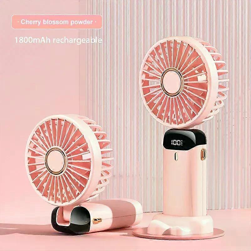 Portable Neck Hanging Fan Foldable Handheld Mini Fan 5 Speed USB Rechargeable with Display Screen Phone Stand 1800mAh Battery