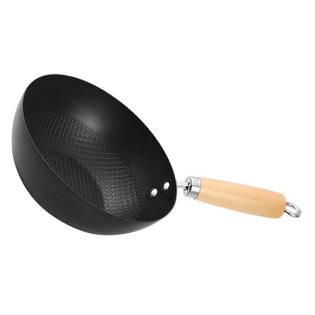 Nonstick Frying Pan Small Iron Wok For Induction Hob 20cm Easy To Handle HeatInsulated