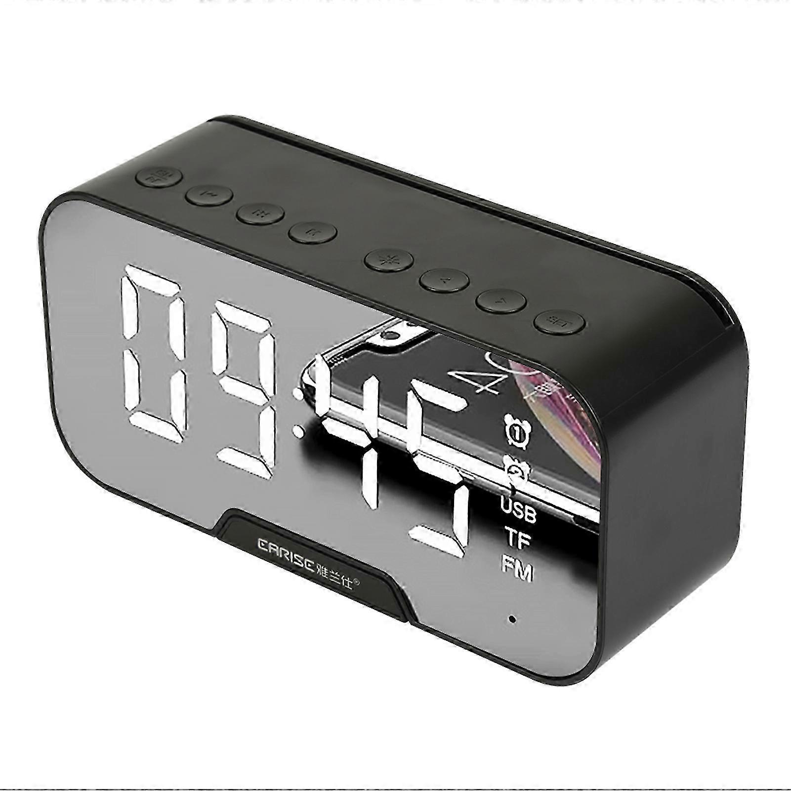 Electronic Alarm Clock Led Digital Display Bluetooth 5.0 Speaker Mirror Alarm Clock With Radio Function Desktop Table Decoration