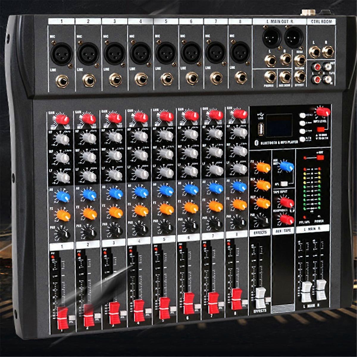 CT80 Professional Audio Mixer 8-Channel Bluetooth USB Effect