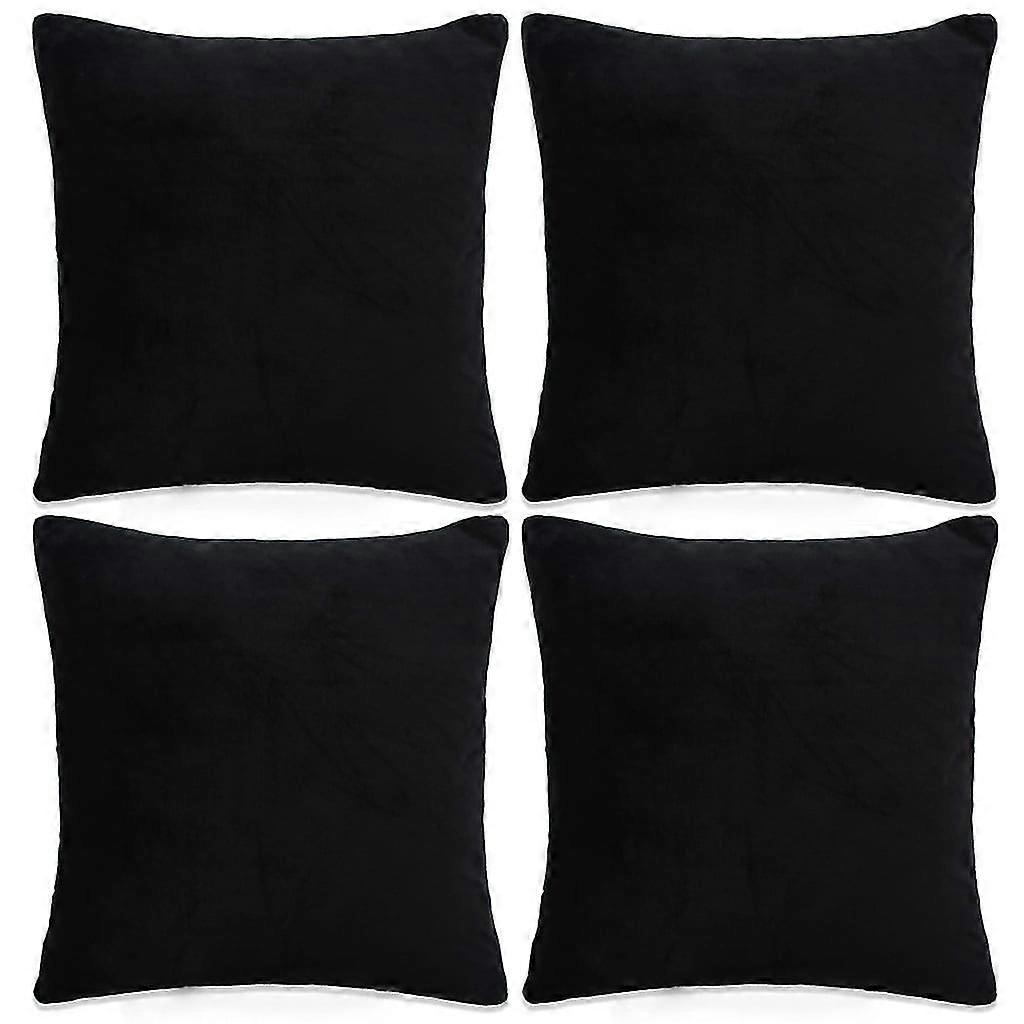 Cushion Covers 4 Pcs Velour 80x80 Cm Black