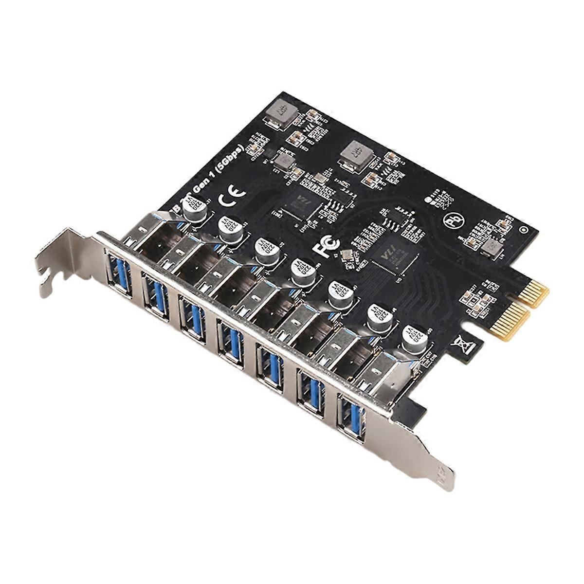 USB Expansion Card PCIe to 7-Ports USB 3.0 Adapter Card 5Gbps PCI-E USB3.0 Adapter Hub for Desktop P