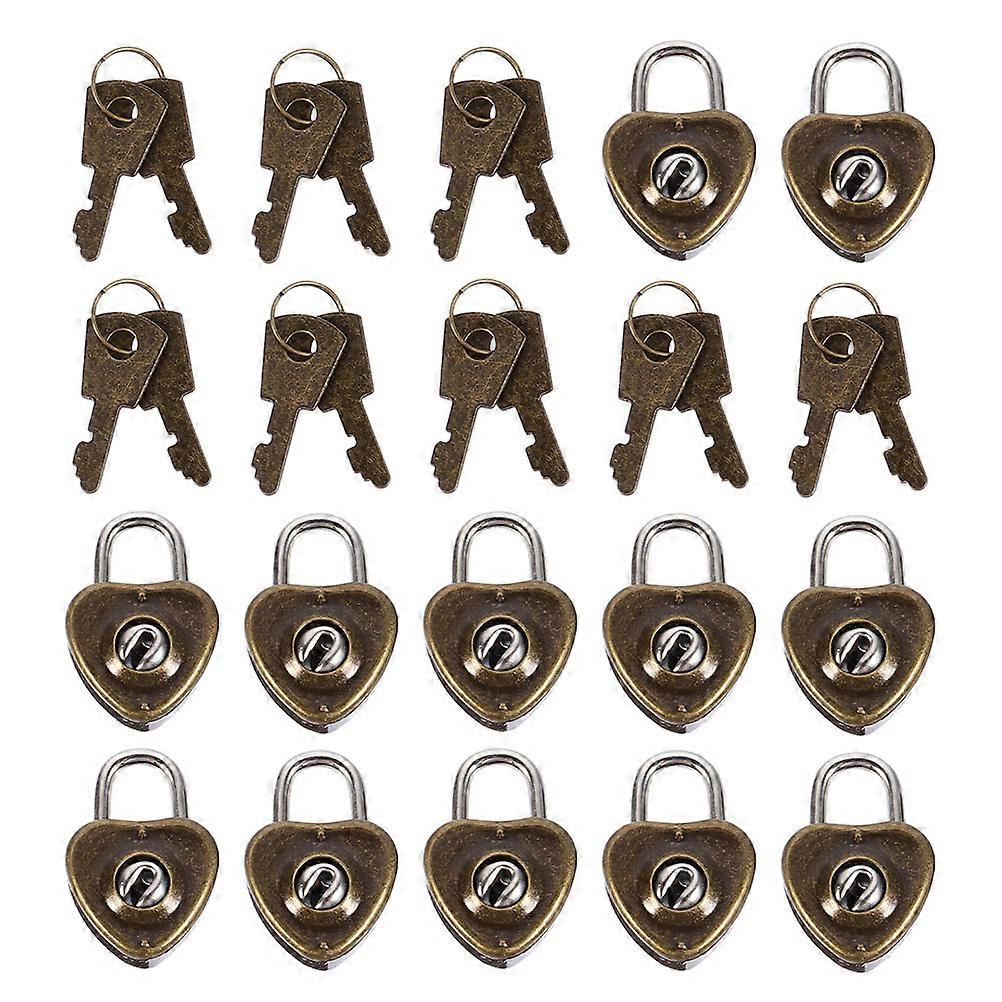Retro Heart Lock For Luggage And Scenic Spot Souvenirs With Keys In Coffee 25Pcs Set