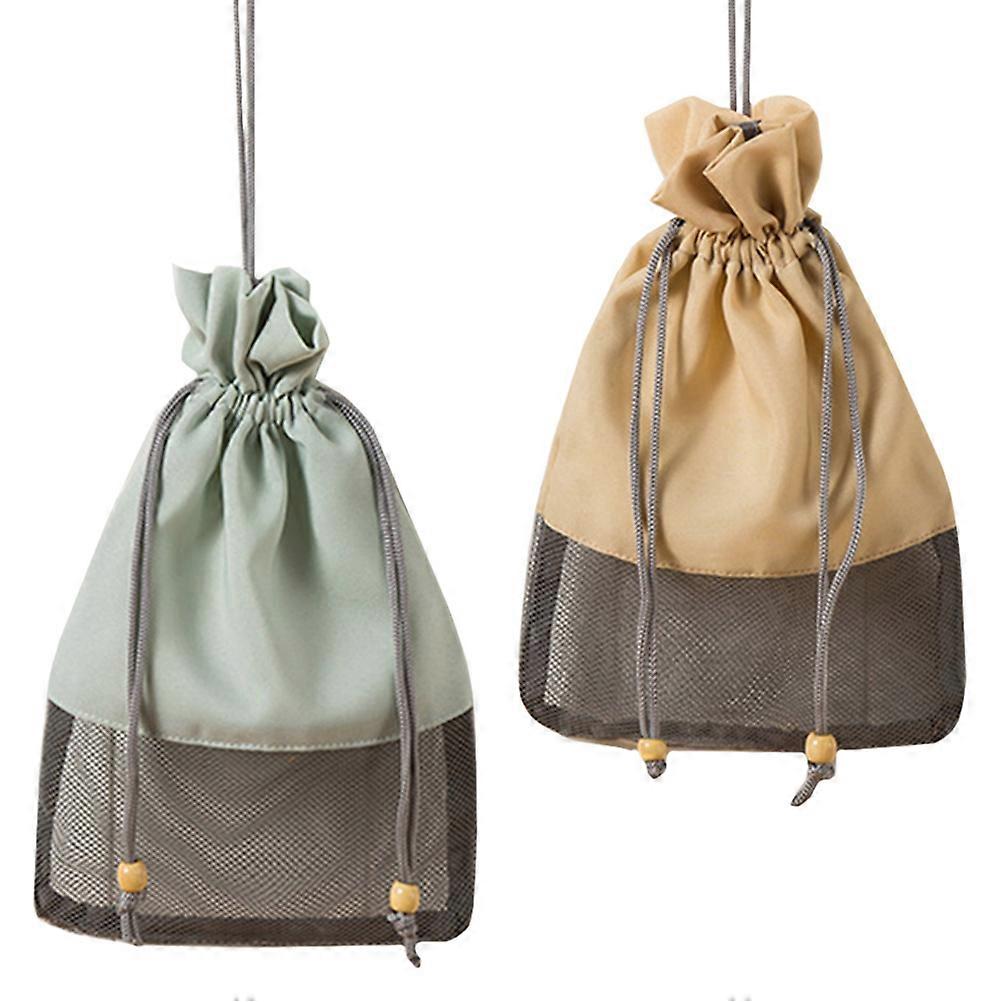 Fruit Vegetable Storage Bag Drawstring Design Reusable Breathable Waterproof 2Pcs