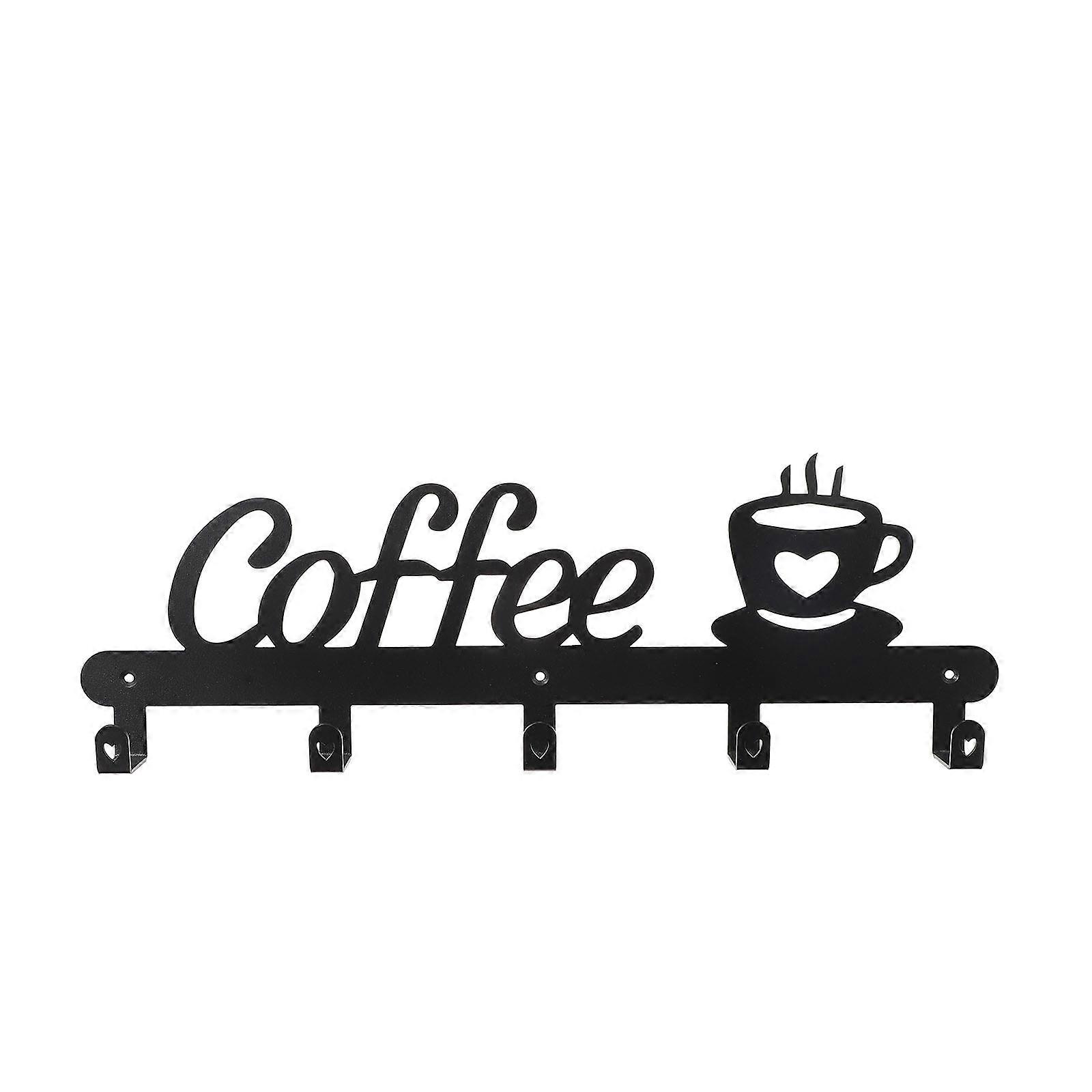 Black Metal Mug Hook Decorative Coffee Cup Holder for 3Pcs Use