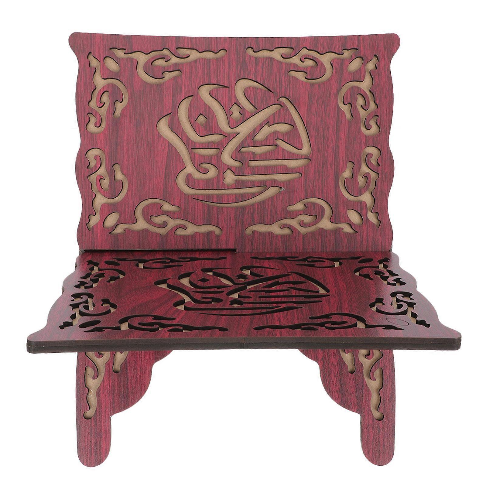 Quran Stand Wood Bookshelf Multi-Functional Storage Rack For Home Red 27X25CM Detachable 1Pack