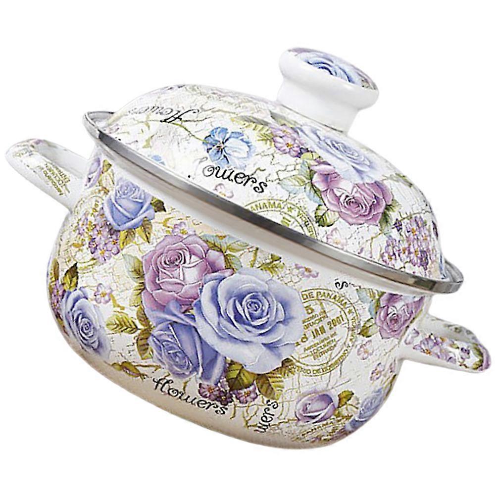 Delicate Stockpot Portable Cooking Pot for Home 2Pcs Enamel Soup Pot