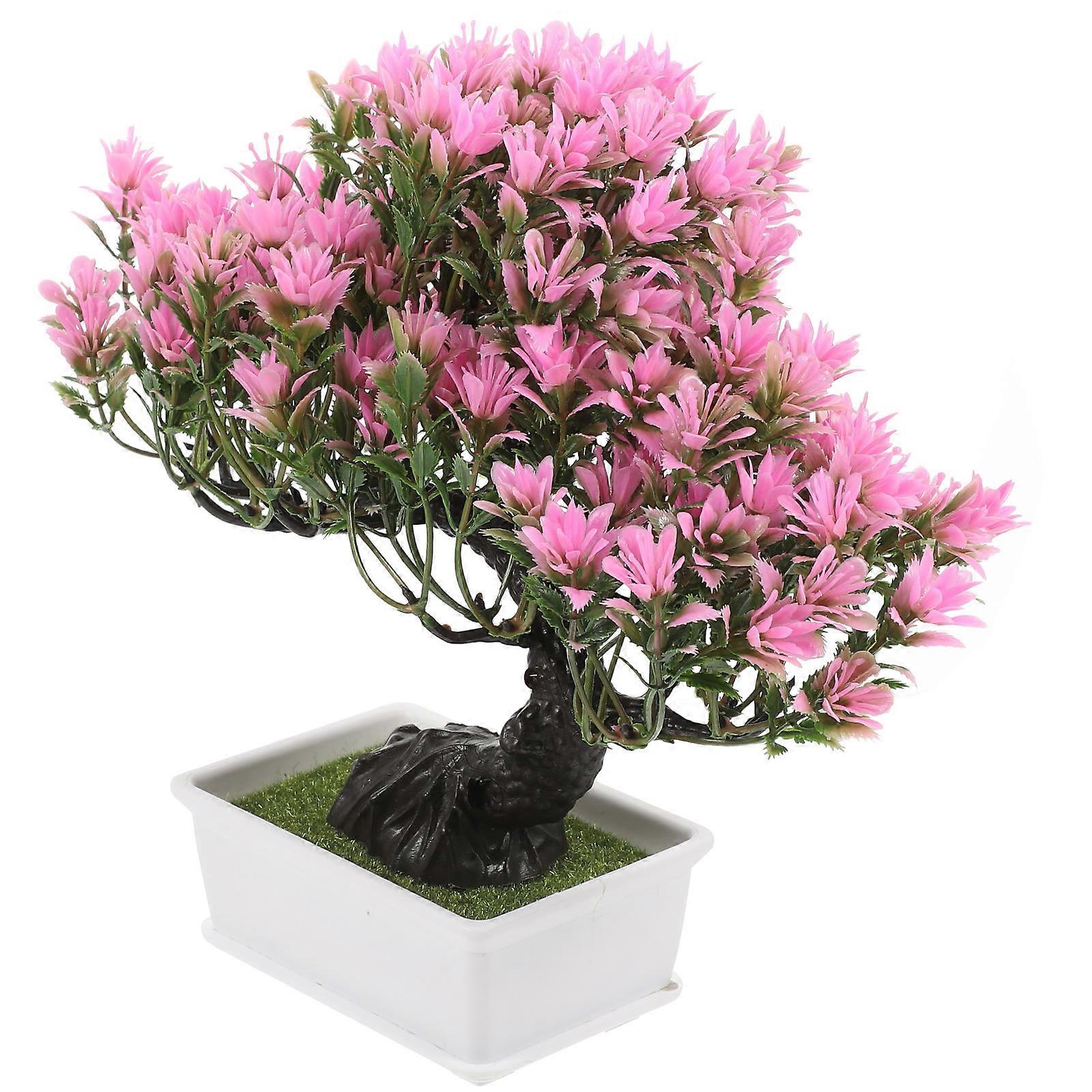Artificial Pine Tree Bonsai for Decor 2Pcs Pink Plastic Fake Tree Centerpiece
