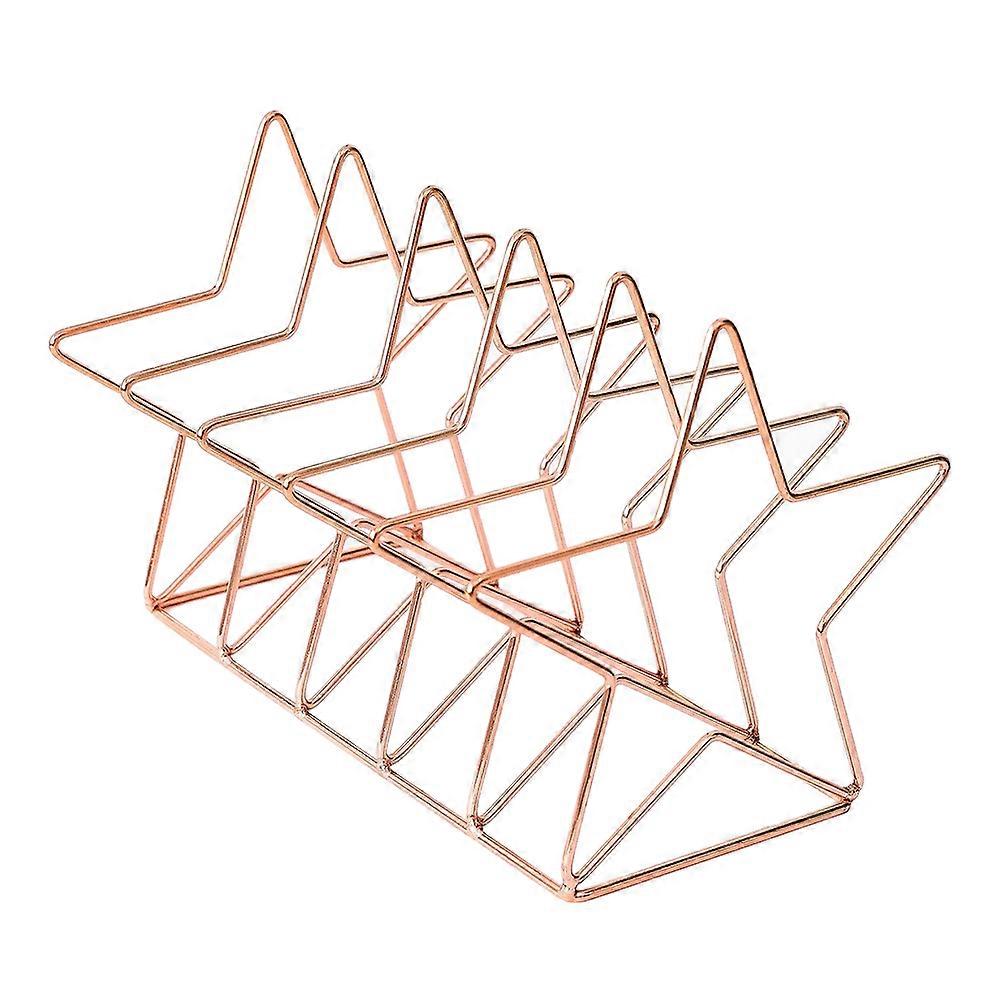 Iron Book Shelf for Book Holding with 2Pcs Rose Gold Nordic Style Design