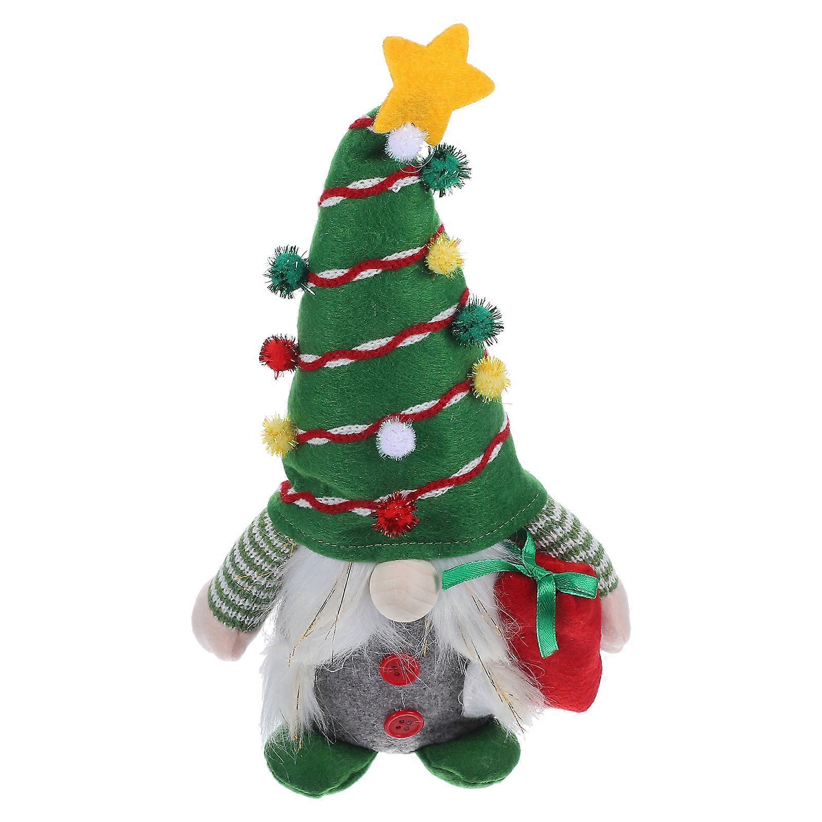 Funny Gnome Ornaments 4Pcs Christmas Dwarf Dolls Decorative Use Green Fabric Design For Home Office Study