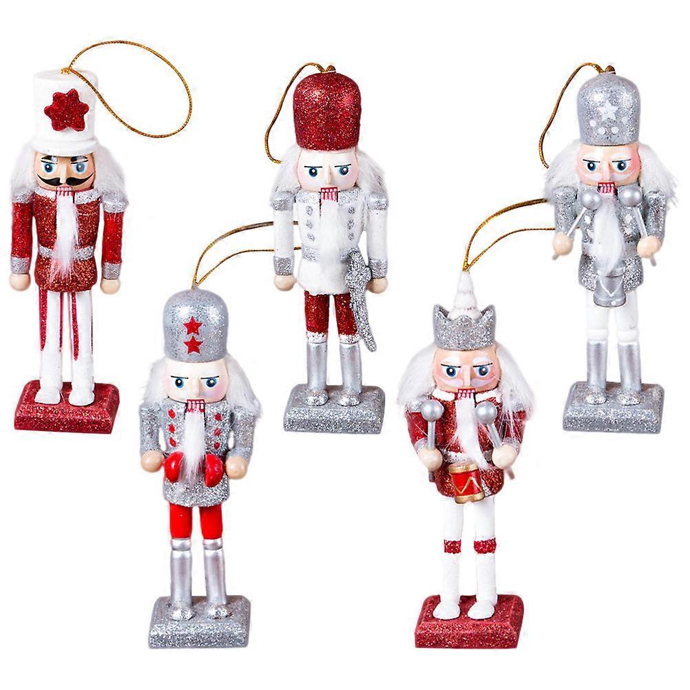 Hanging Nutcracker Puppets for Decoration 5Pcs Xmas Tree Wooden Decorations