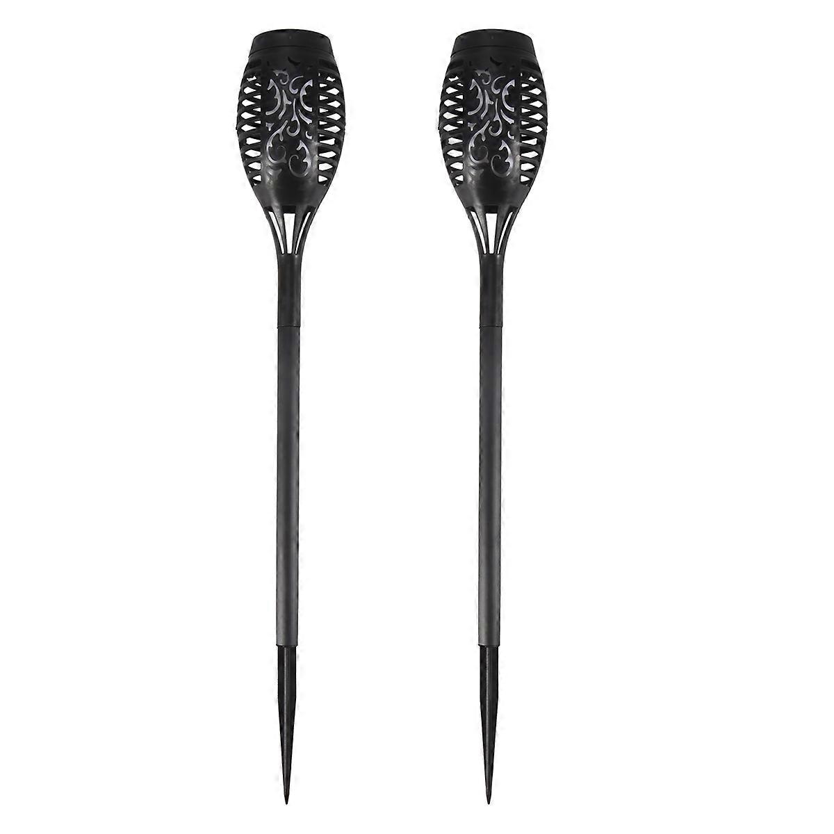 2 Pcs LED Solar Flame Light Lamp Flickering Waterproof Garden Lamp