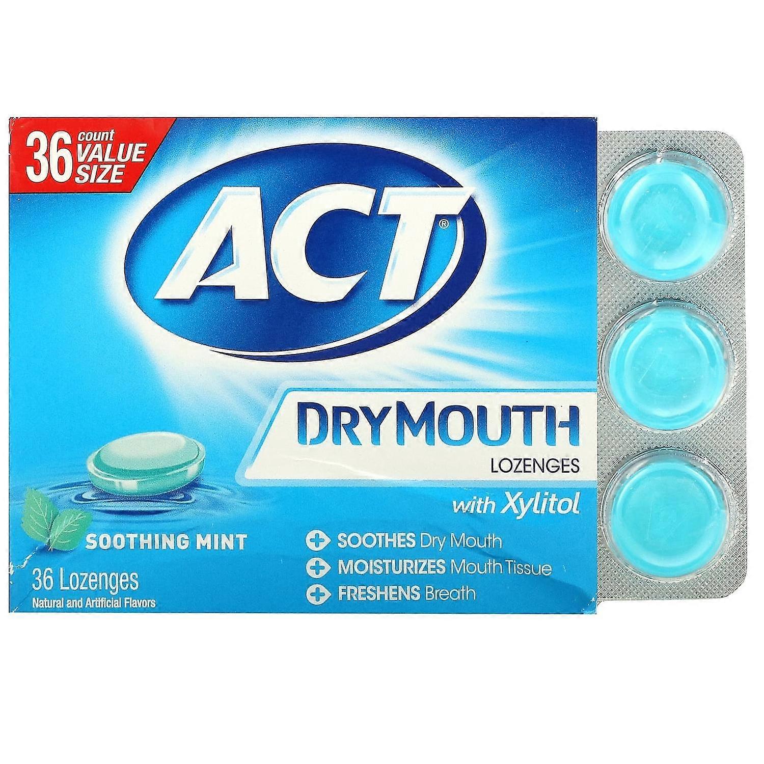 ACT, Dry Mouth Lozenges with Xylitol, Soothing Mint, 36 Lozenges