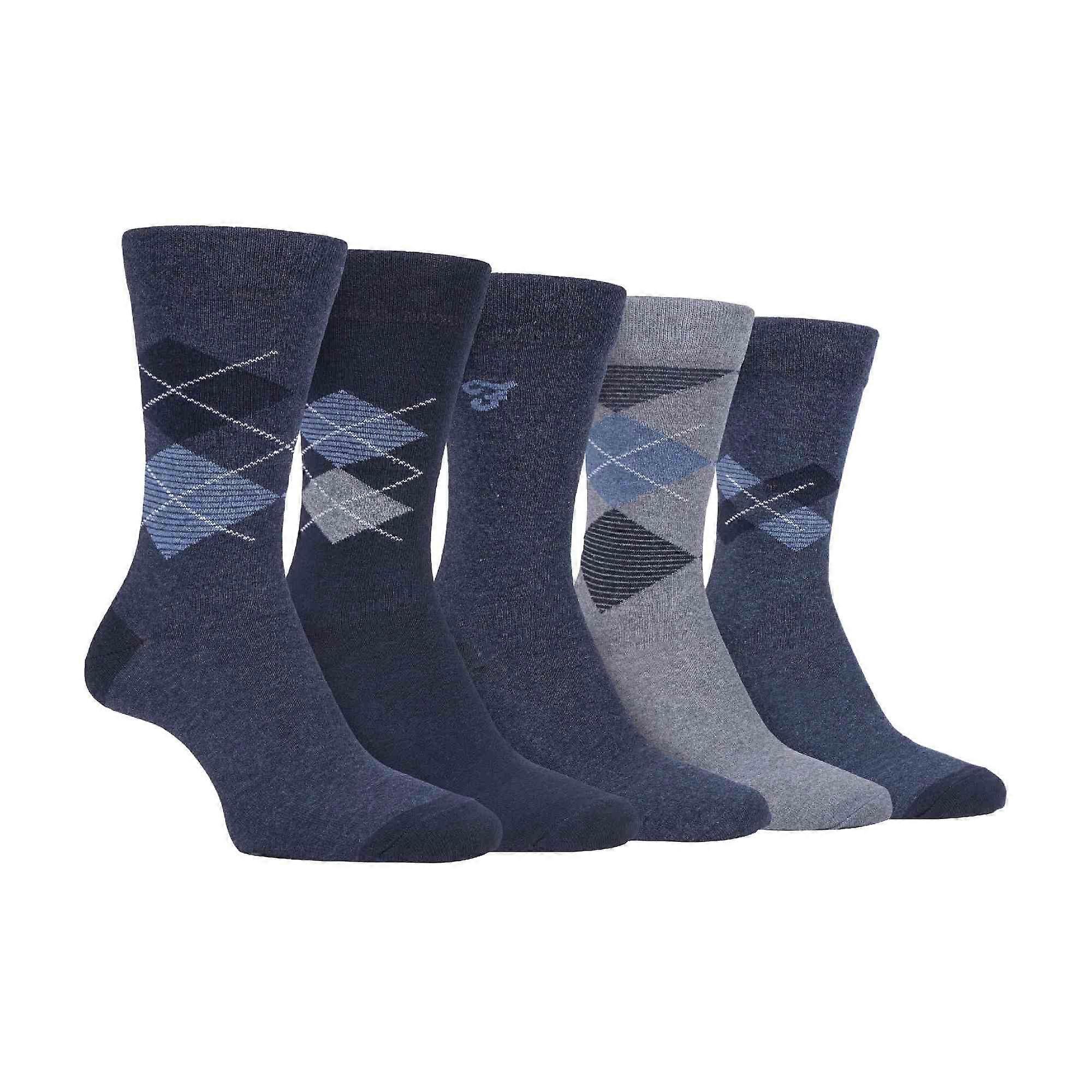 Farah - 5 Pack Mens Argyle Patterned Cotton Dress Socks