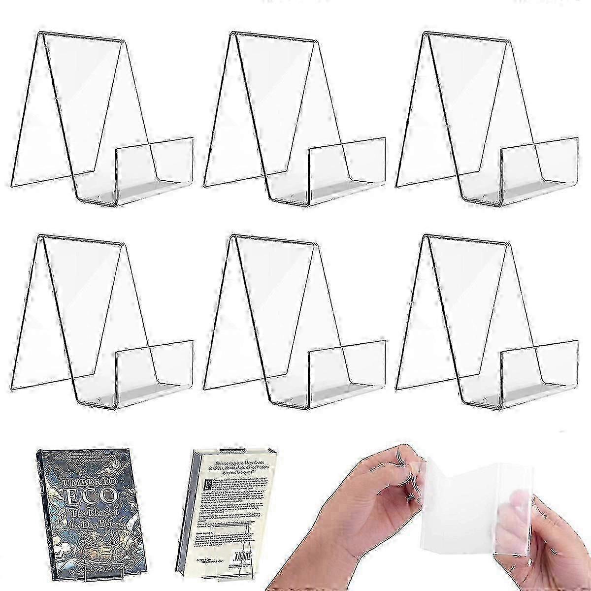 2025 Sleek Crack Resistant Acrylic Book Stand, Clear Easel Stand For Display, Multi Function Clear Acrylic Book Display Holder With Anti-Slip Border
