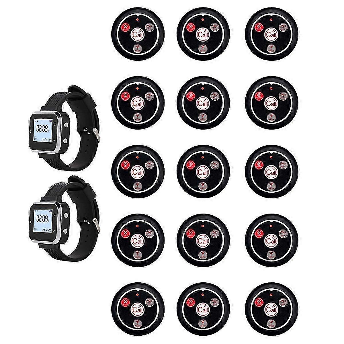 Cafe Waiter Service Buzzer 15 Table Call Button mitter 2 Watch Waiter Pager Wireless Calling Sy