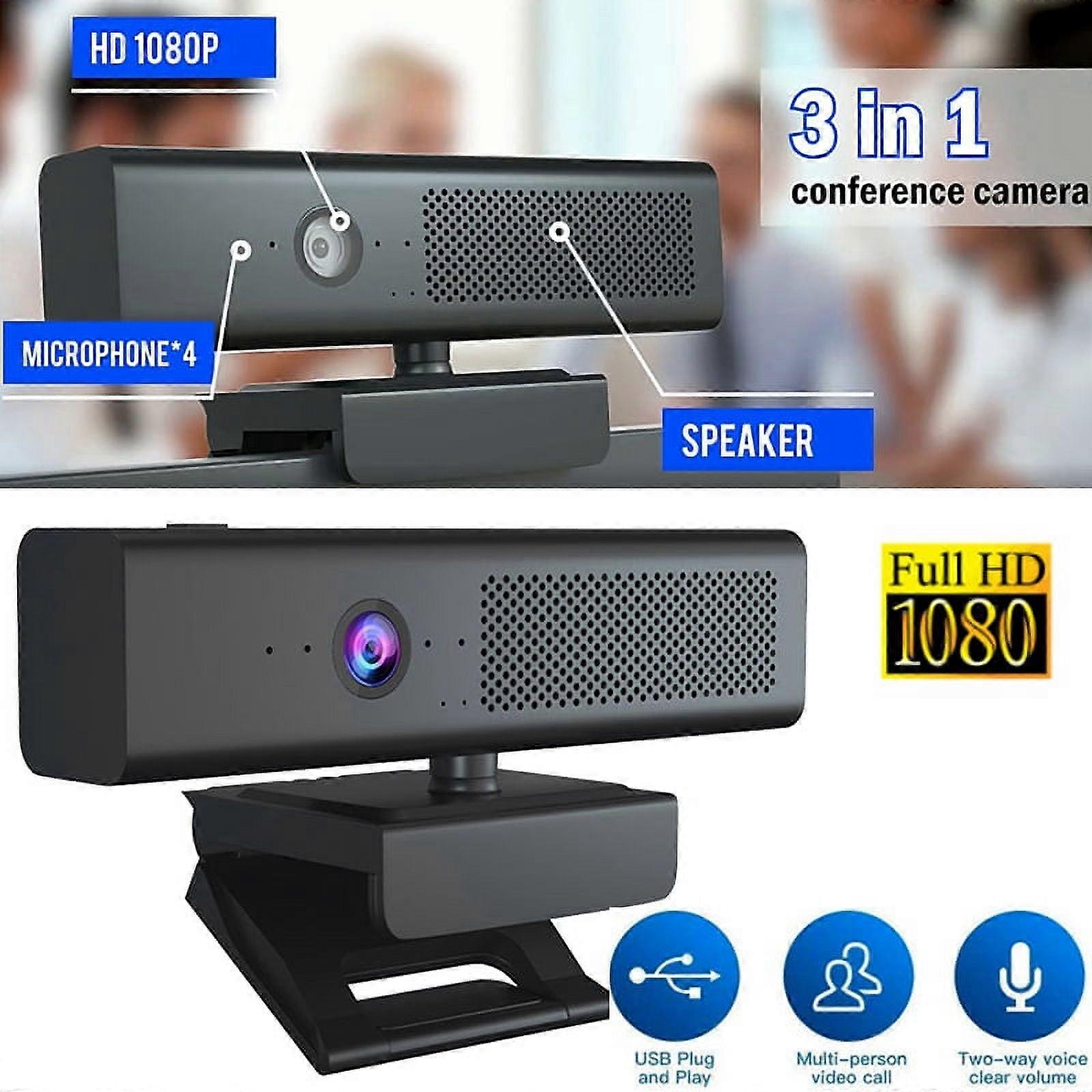 1080P USB Webcam Computer Camera with HiFi Speaker Microphone Video Conference for PC Laptop