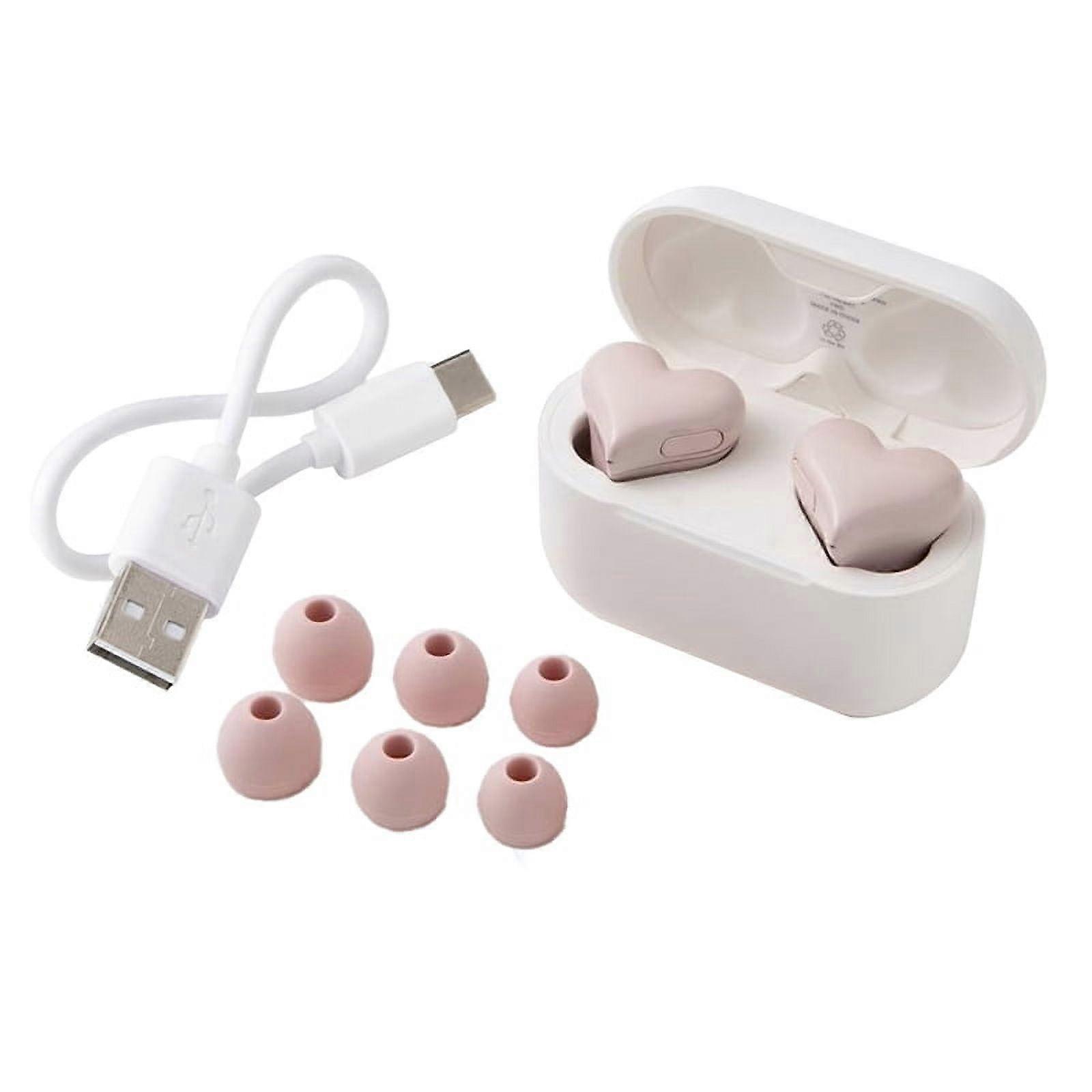Love Bluetooth Headset Waterproof Easy Pairing Continuous Portable In-Ear Noise Cancelling Heart Headset, Pink