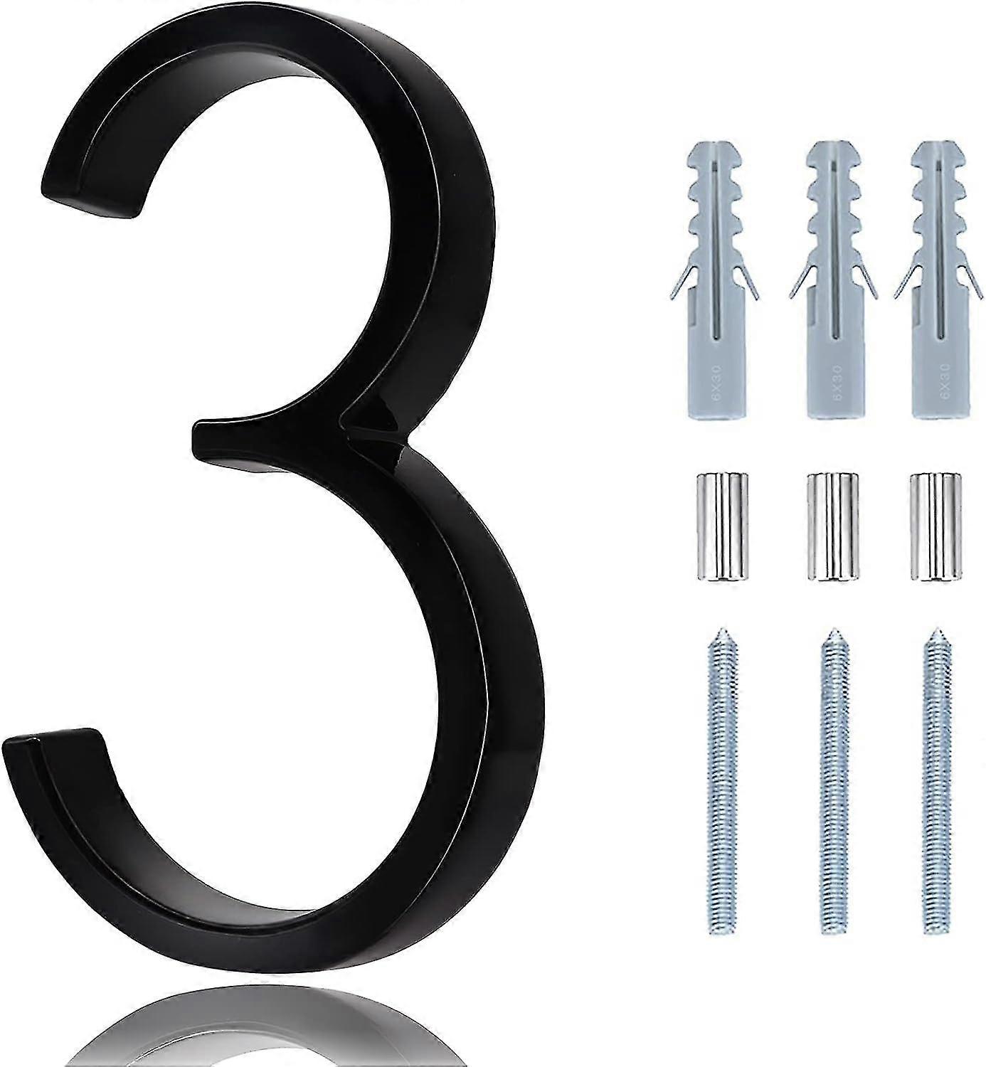 Modern 5 Inch Floating House Numbers With Nail Kit (high Gloss Black) 25-26s