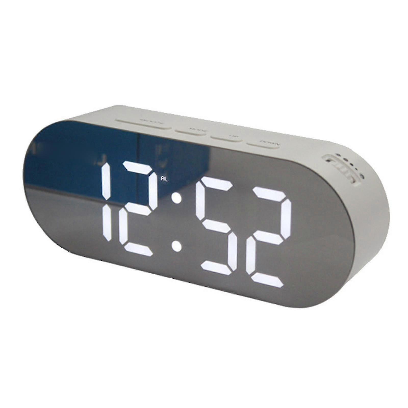 Led Oval Clock Plug-in Dual Usb Cosmetic Mirror Alarm Clock Desk Clock Christmas Clock