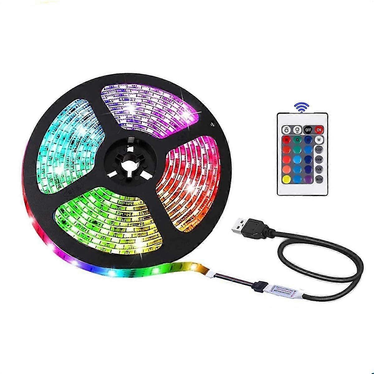 Usb Led Strip Lights With Remote Control, Flexible Color5050 Rgb6.56 Ft/2m