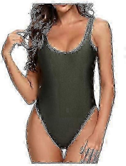 Dam Baddräkt Retro Inspirerad Hög Skärning Låg rygg Badkläder Badkläder Baddräkter väl