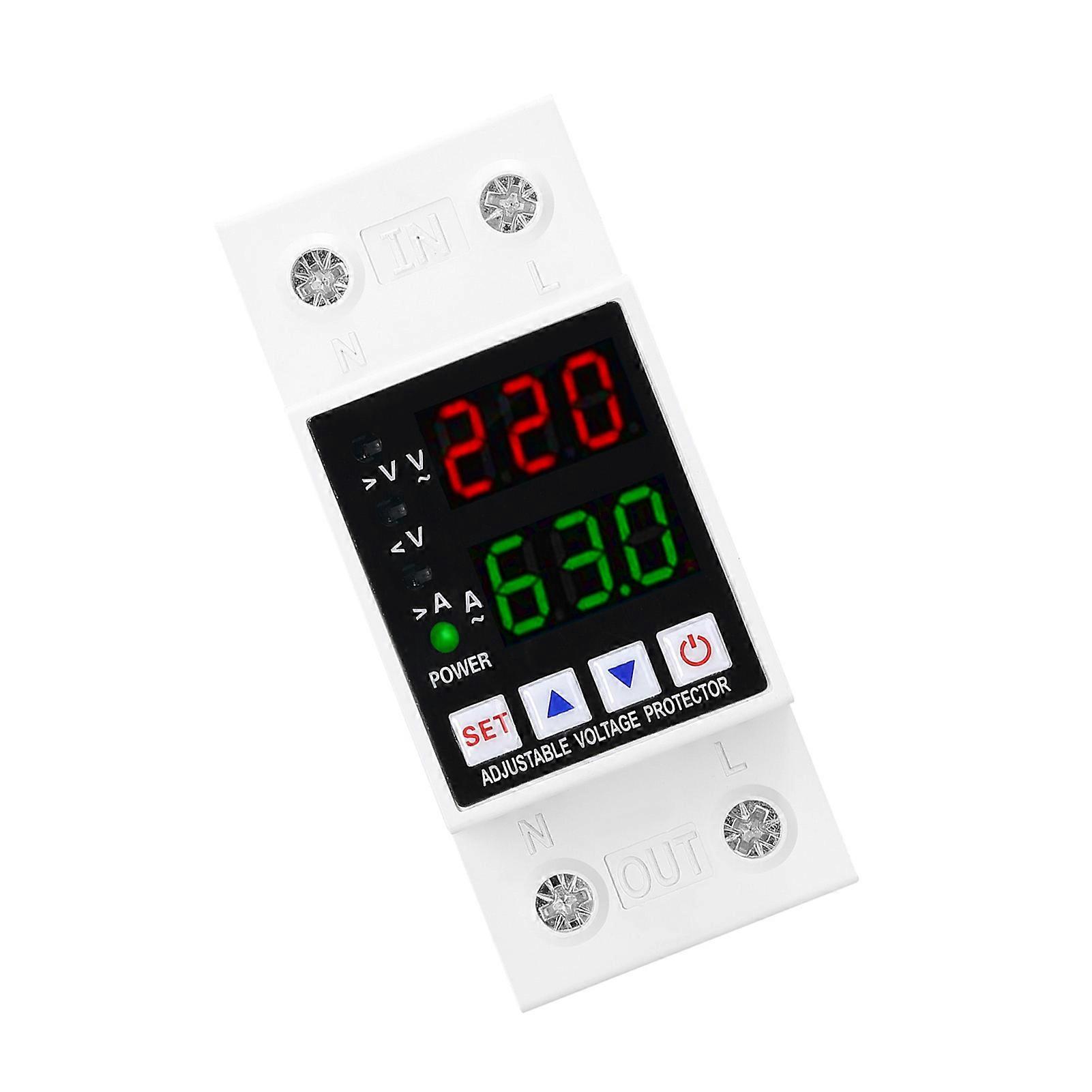 Dual Display Adjustable Voltage Protector Intelligent Over-voltage Under-voltage Over-current Protect Device Home Relay Self-resetting Voltage Protec
