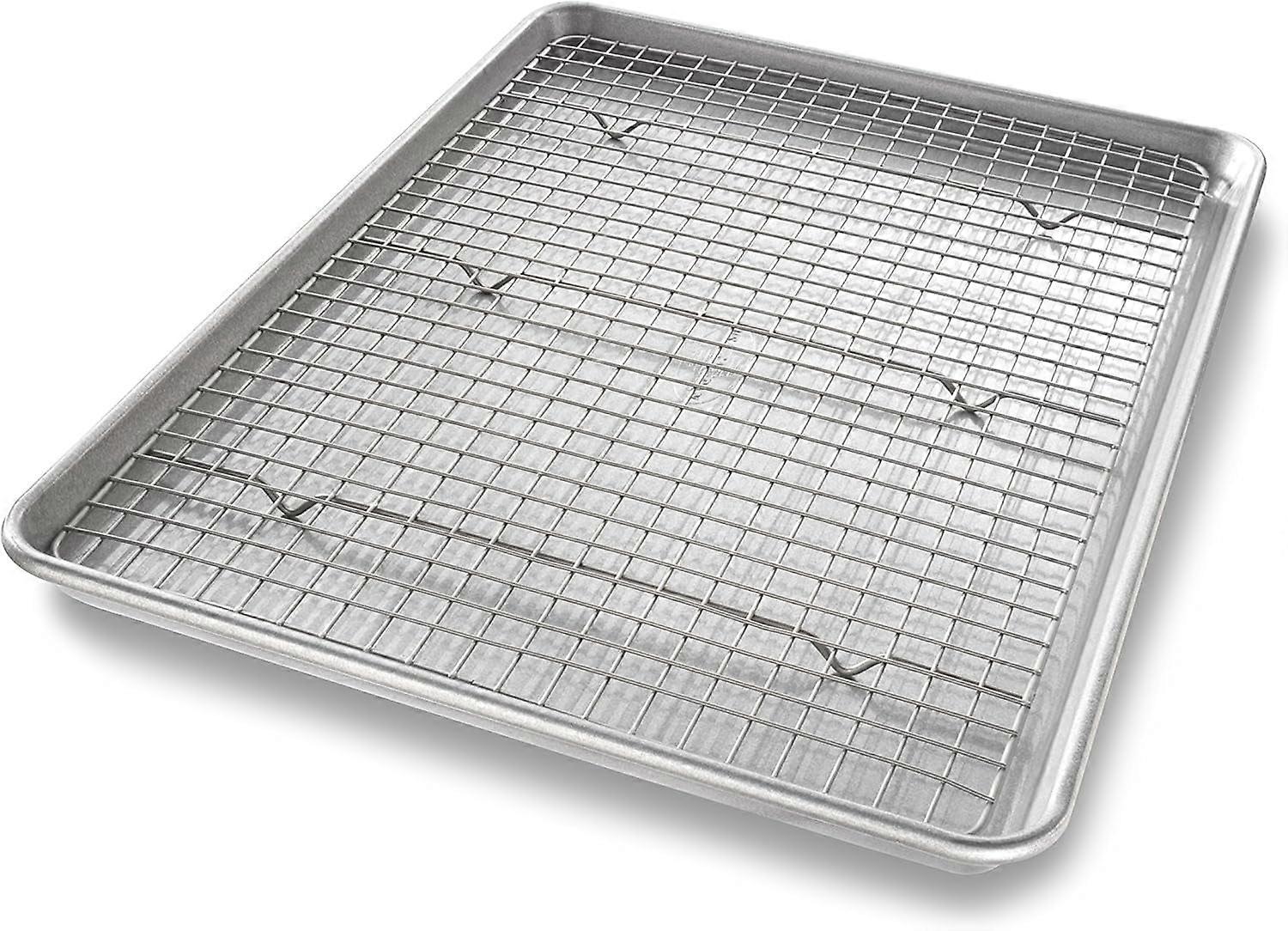 Pan Bakeware Half Sheet Baking Pan and Bakeable Nonstick and Cooling Rack Set, Metal