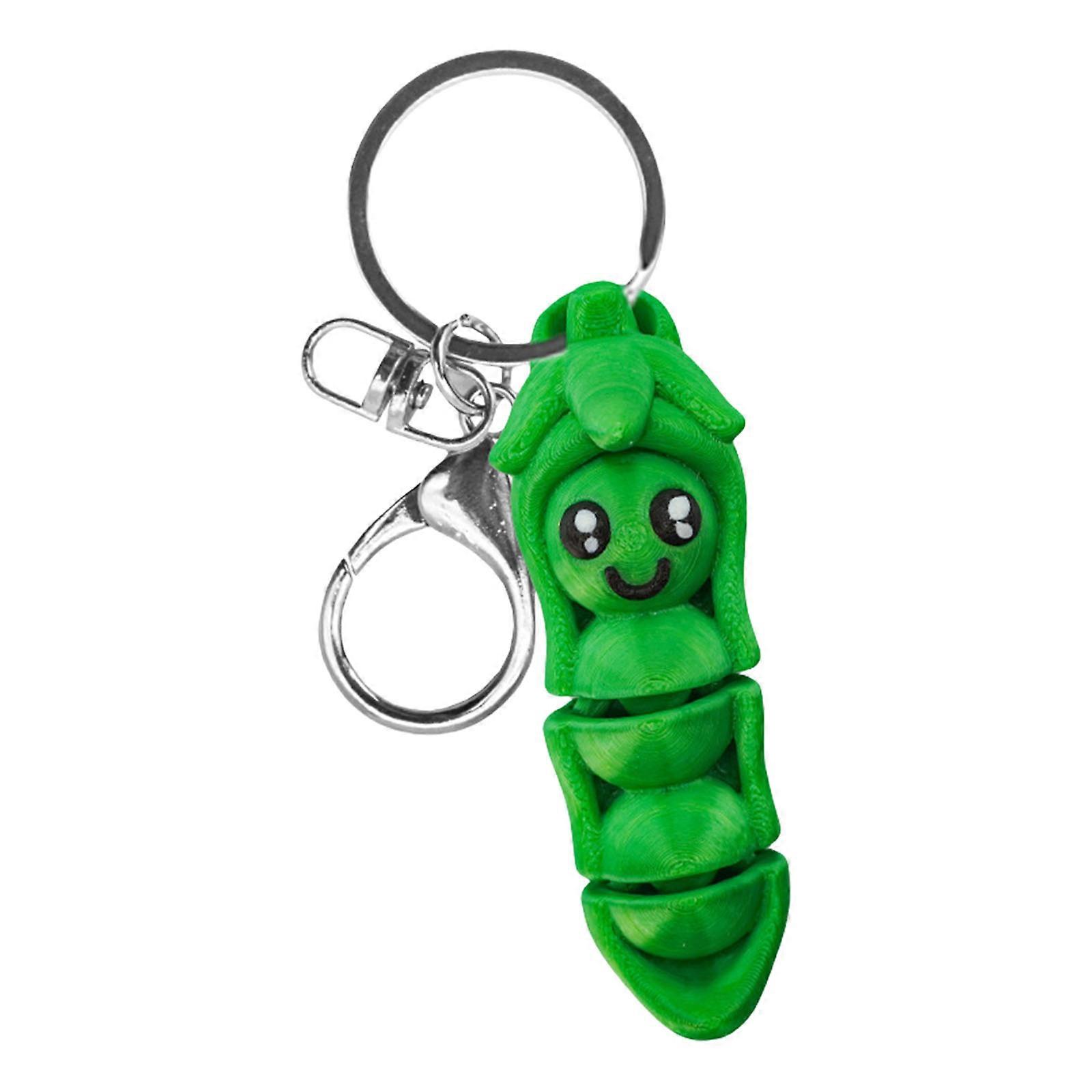 Whimsical 3D Printed Pea Pod Keychain Adjustable Plastic Key Holder Safe Safe Accessory Cartoon Collector Keychain Multicolor