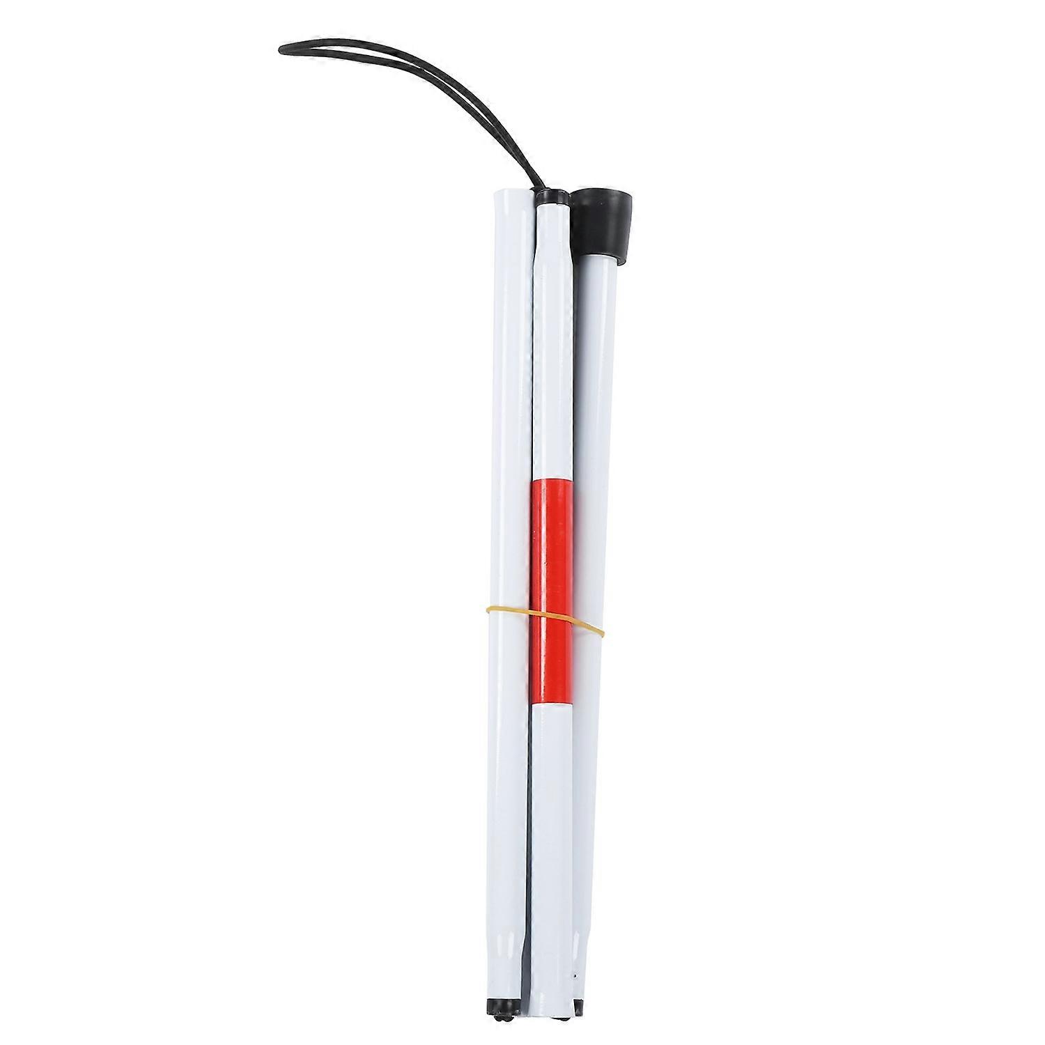 Foldable Cane Collapsible Reflective White and Red Walking Stick for Blind Visual Impaired