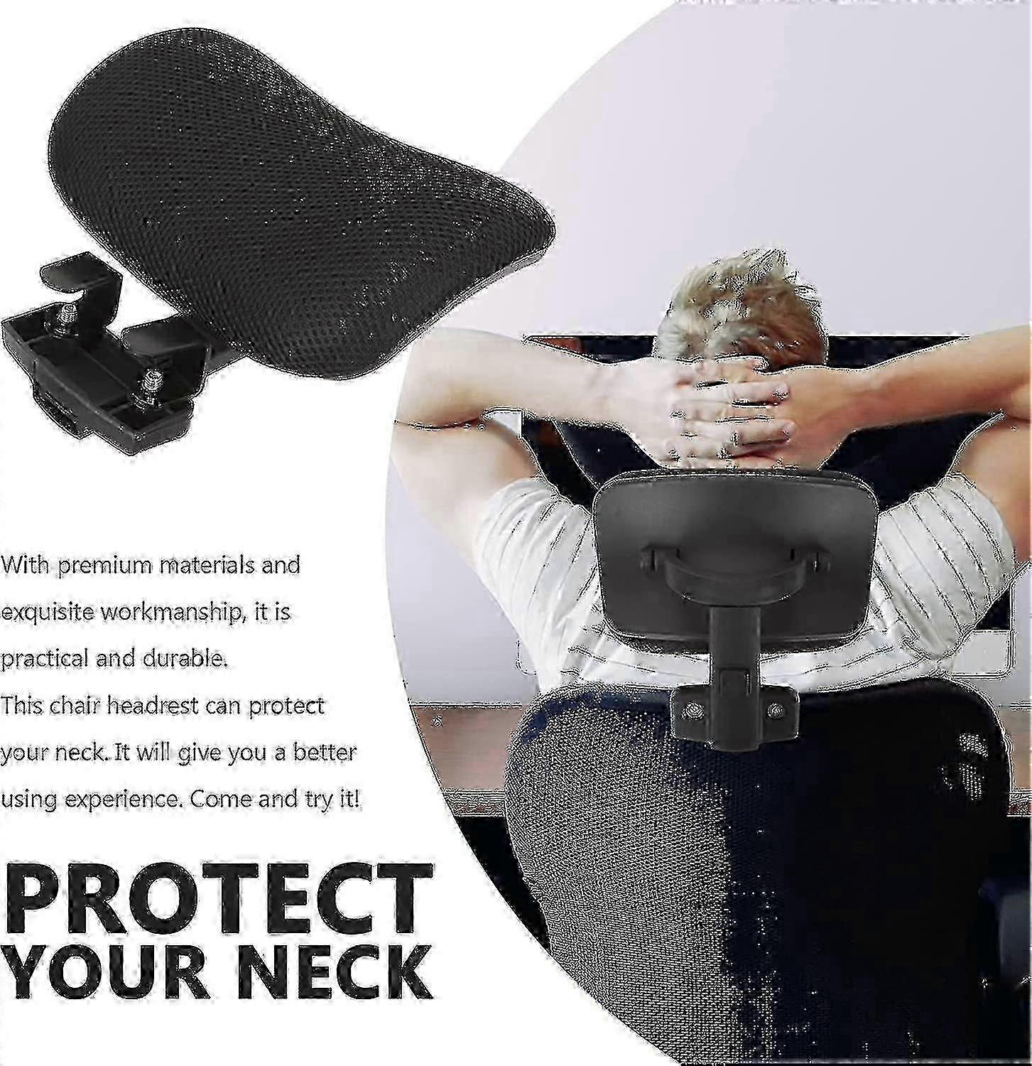 Office Chair Headrest Attachment Universal Head Support Cushion Upholstered Adjustable Height Angle - JZ