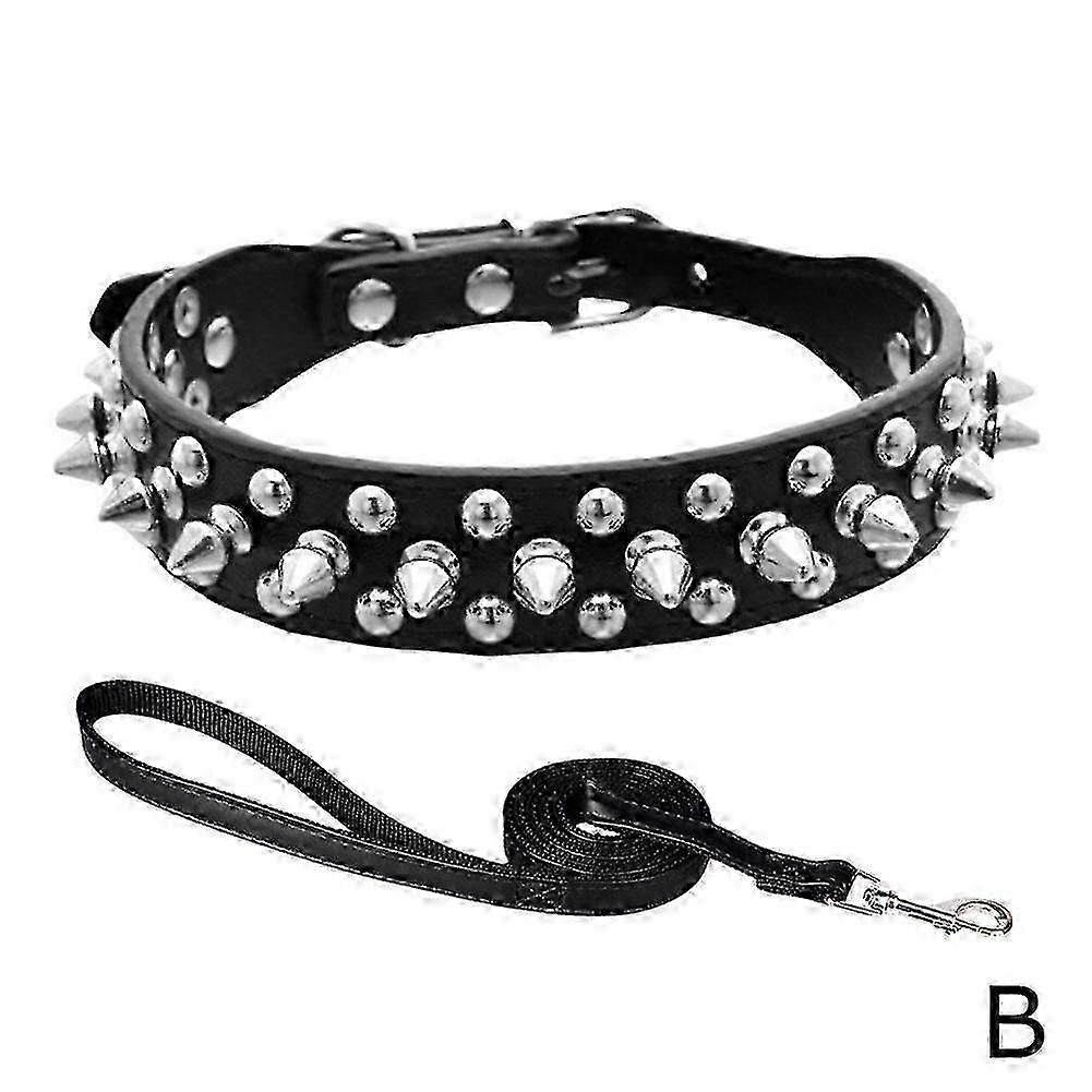 Pet Collar with Rivet and Leash Set Anti Bite Medium to Large Dogs Chain Set