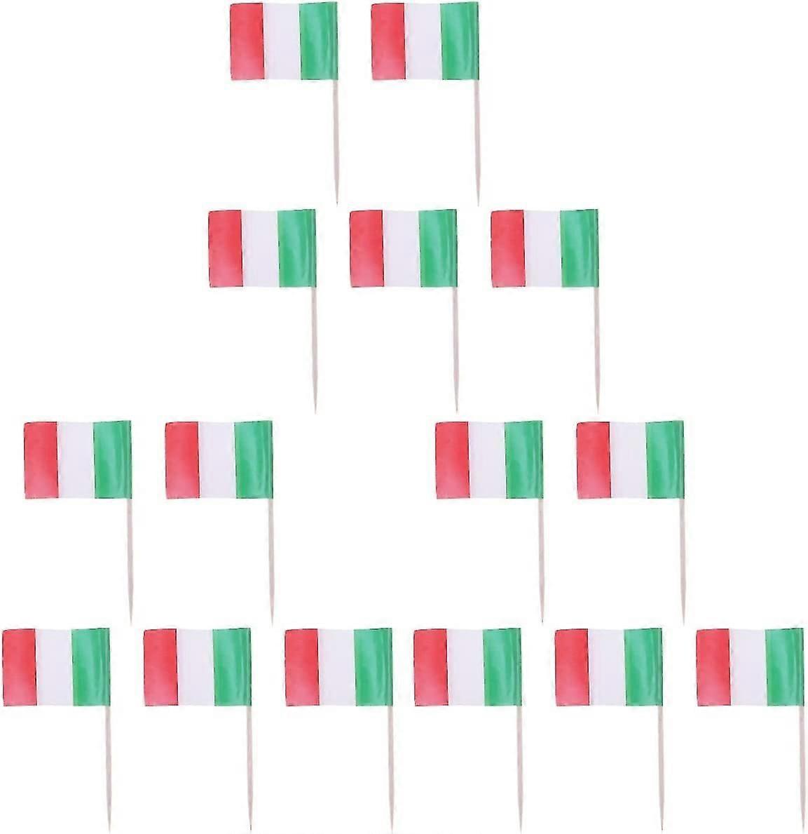 100 قطعة العلم الإيطالي عصا الإيطالية مصغرة العلم المحمولة كوكتيل الزينة