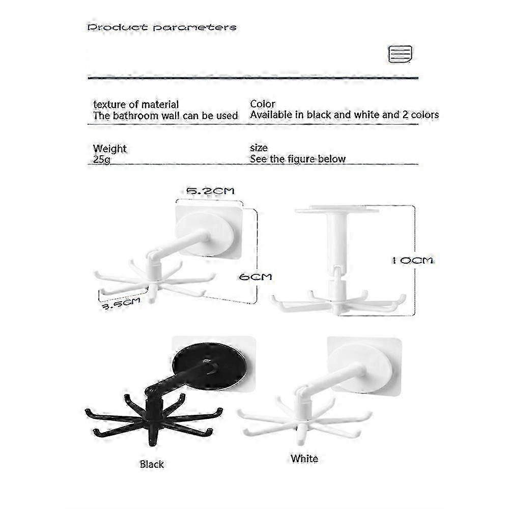 Upgraded Multi-function Rotatable 7-claw Hook 360  Seamless Punch Free Hook Kitchen Storage Hook Self Adhesive Bath Hooks 10pcs