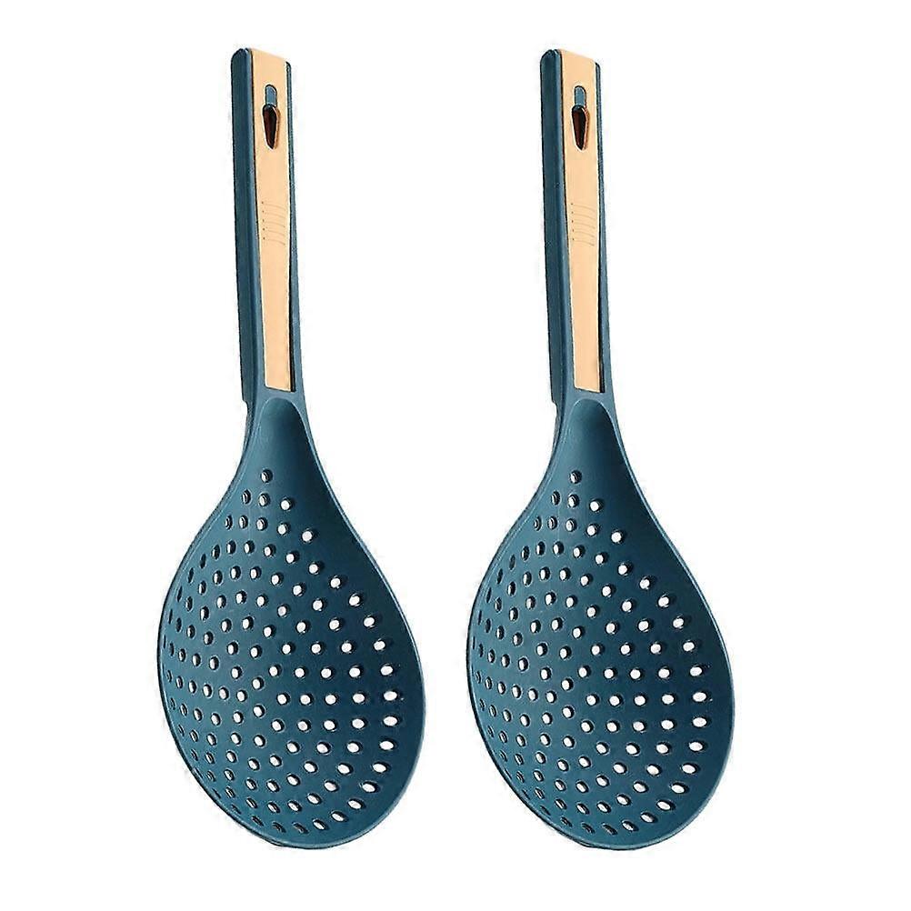 2Pcs Noodle Spoons Food Colanders Practical Food Strainers (Yellow Blue)