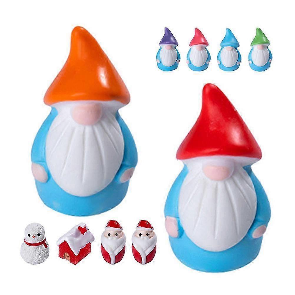 10pcs Mini Santa Figures Christmas Decorations Small Figurines with Dwarfs and Snowmen for Desktop Shelf Holiday Ornamentation Space Efficient