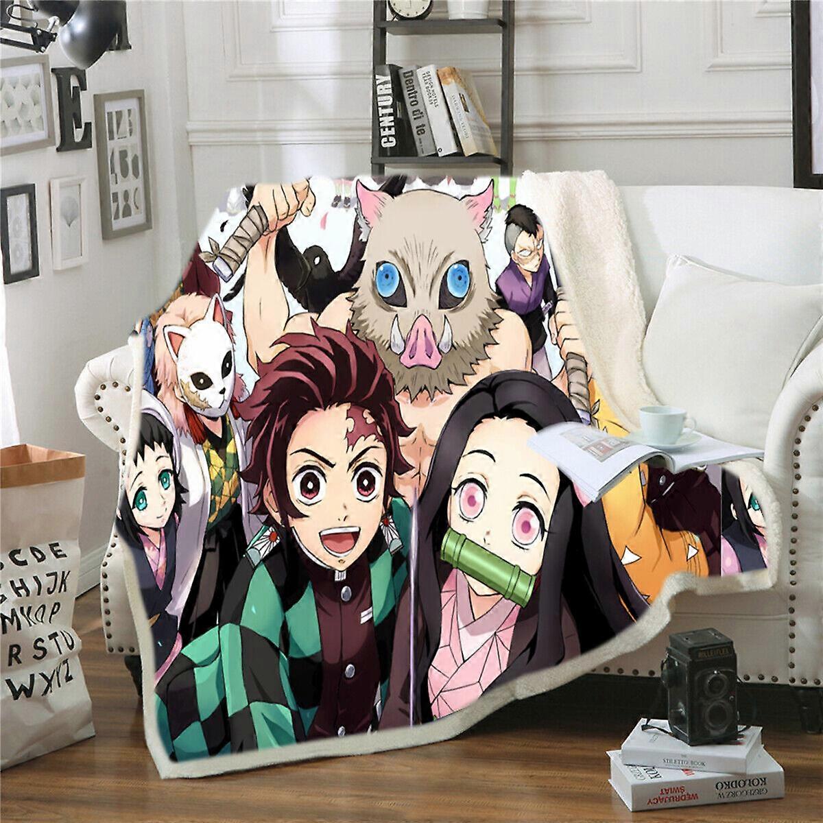 Demon Slayer Corps 3D Print Blanket Throw Bed Soft Warm Fleece Single Double