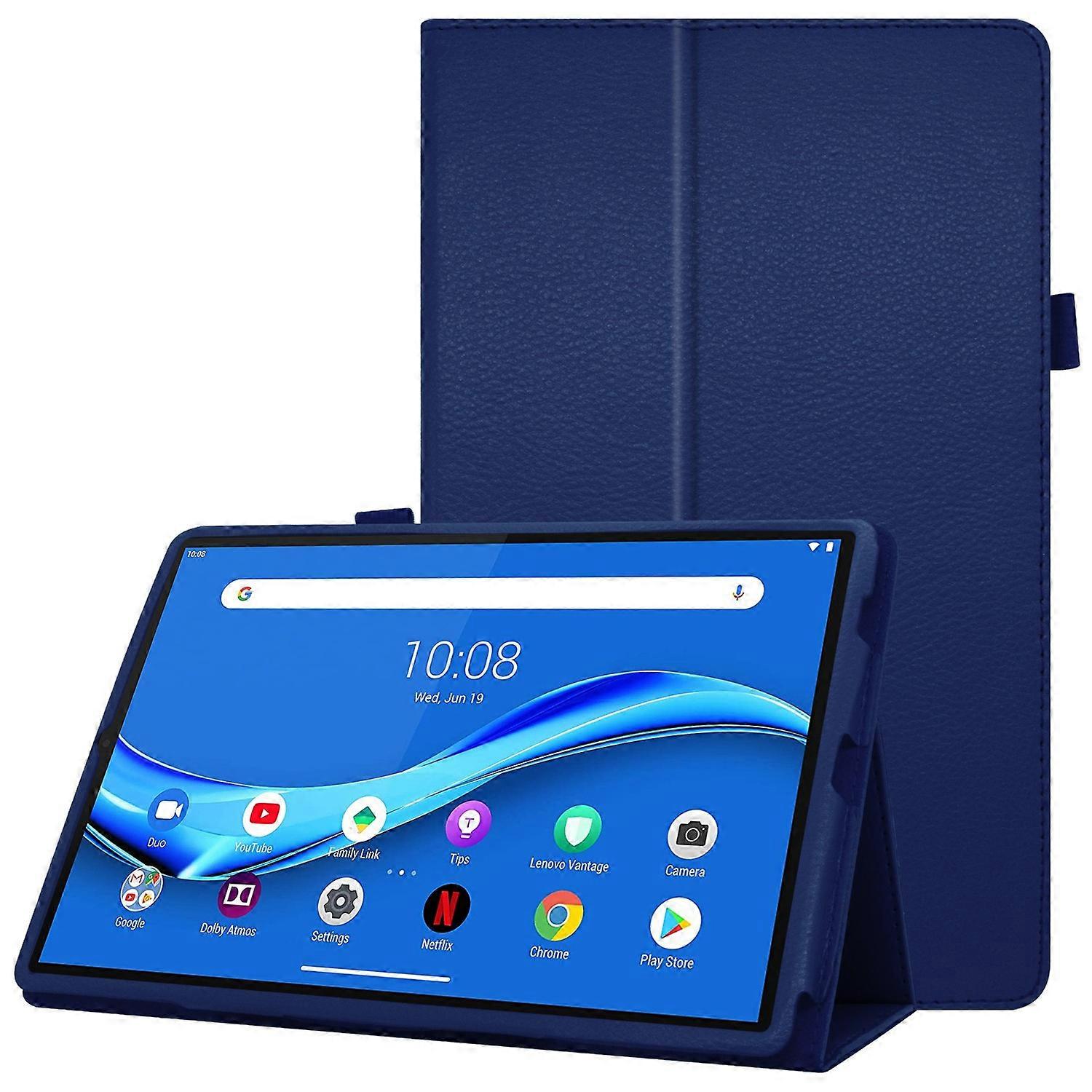 For Lenovo Tab M10 Plus TB-X606F PU Leather Case Shockproof Flip Tablet Cover with Stand Elastic Pen