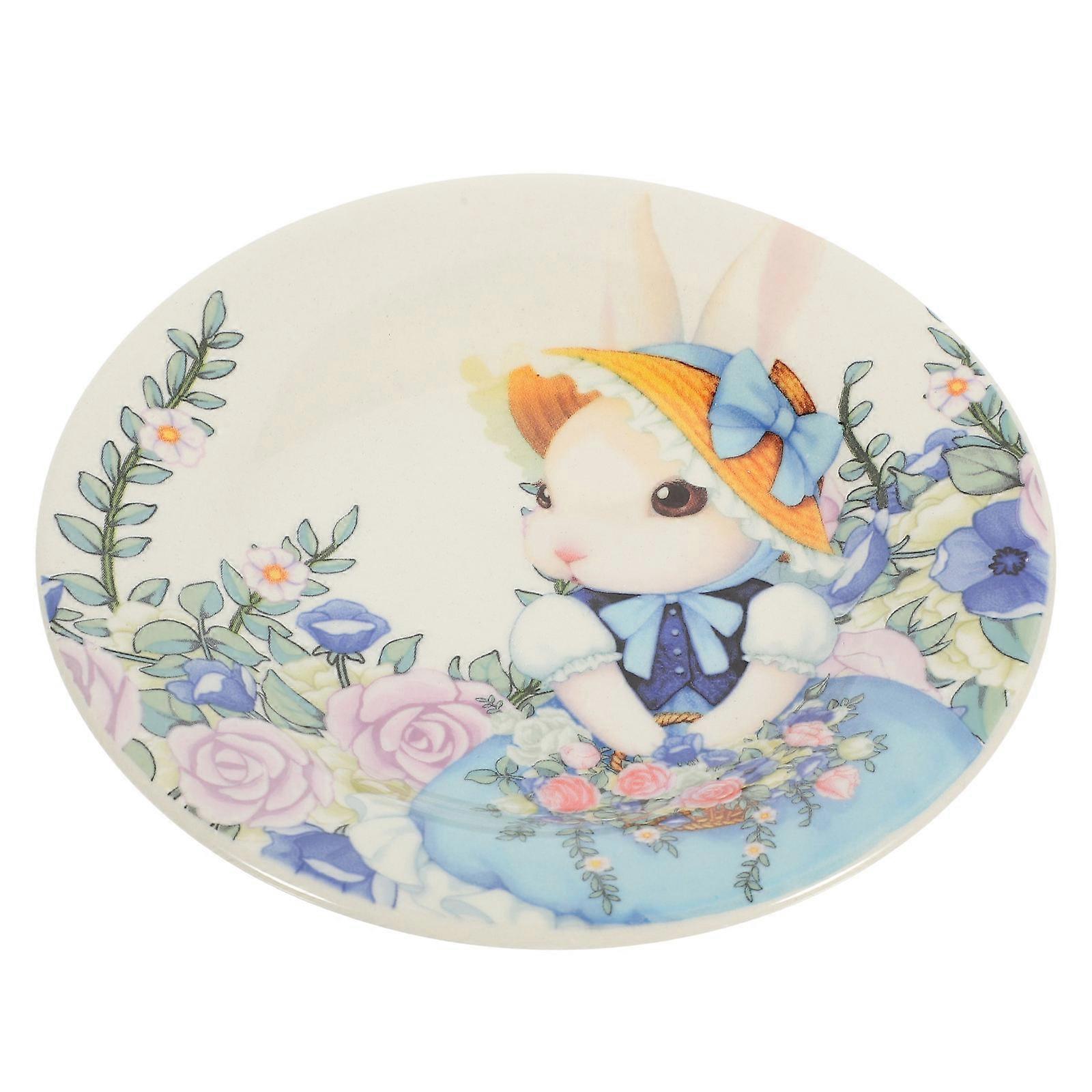 Ceramic Easter Serving Plate Easter Pumpkin Bunny Pattern Plate Food Serving Plate