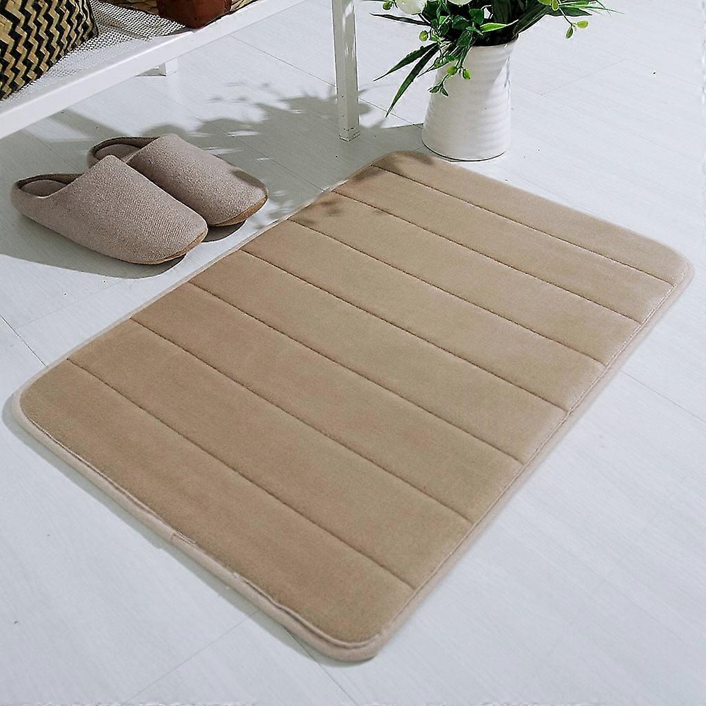 Herrnalise Memory Foam Bath Mat 20"x24", Water Absorbent, Non-Slip with PVC Backing, Ultra Soft - Khaki