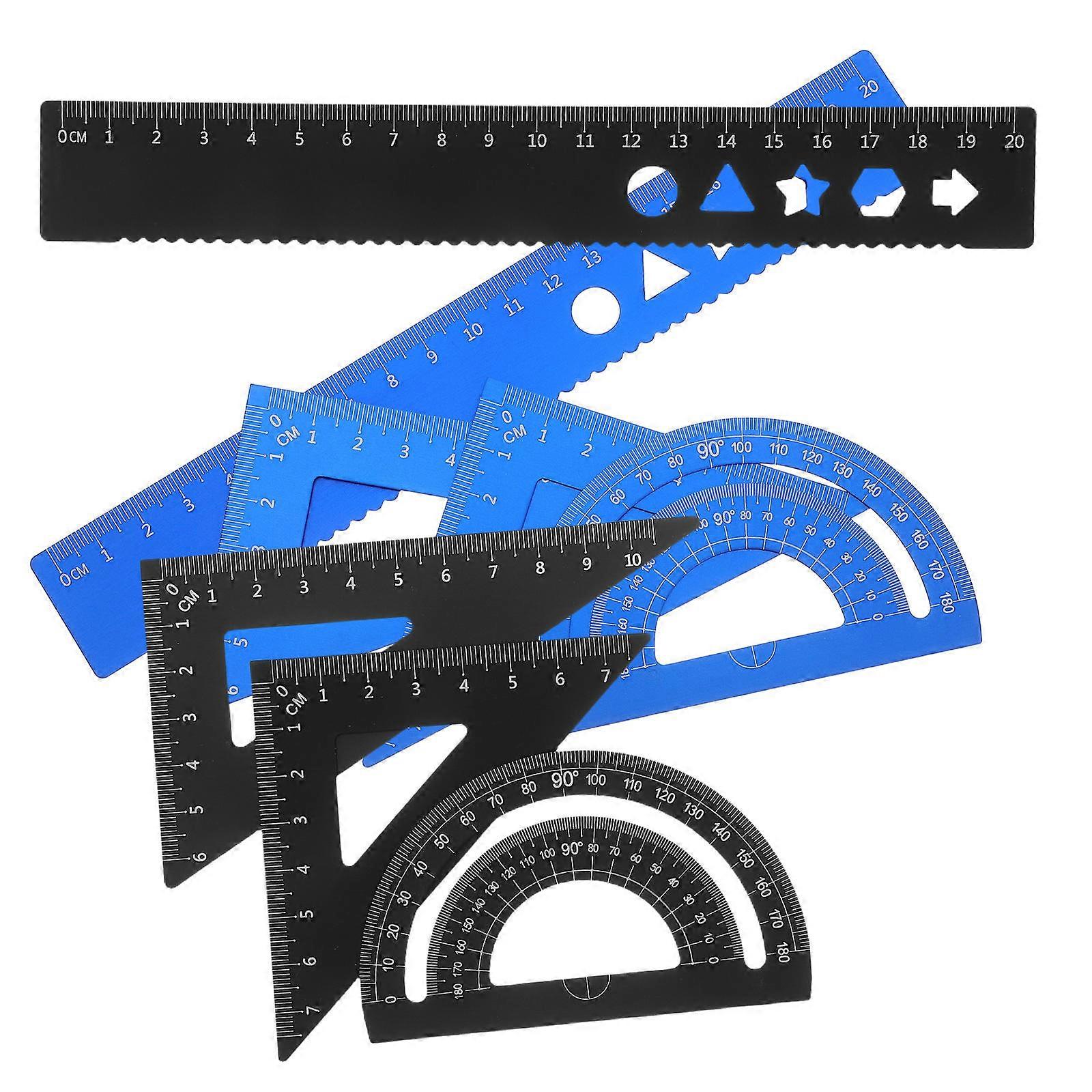 Geometry Ruler Set Metal Drawing Ruler for School Use 8Pcs