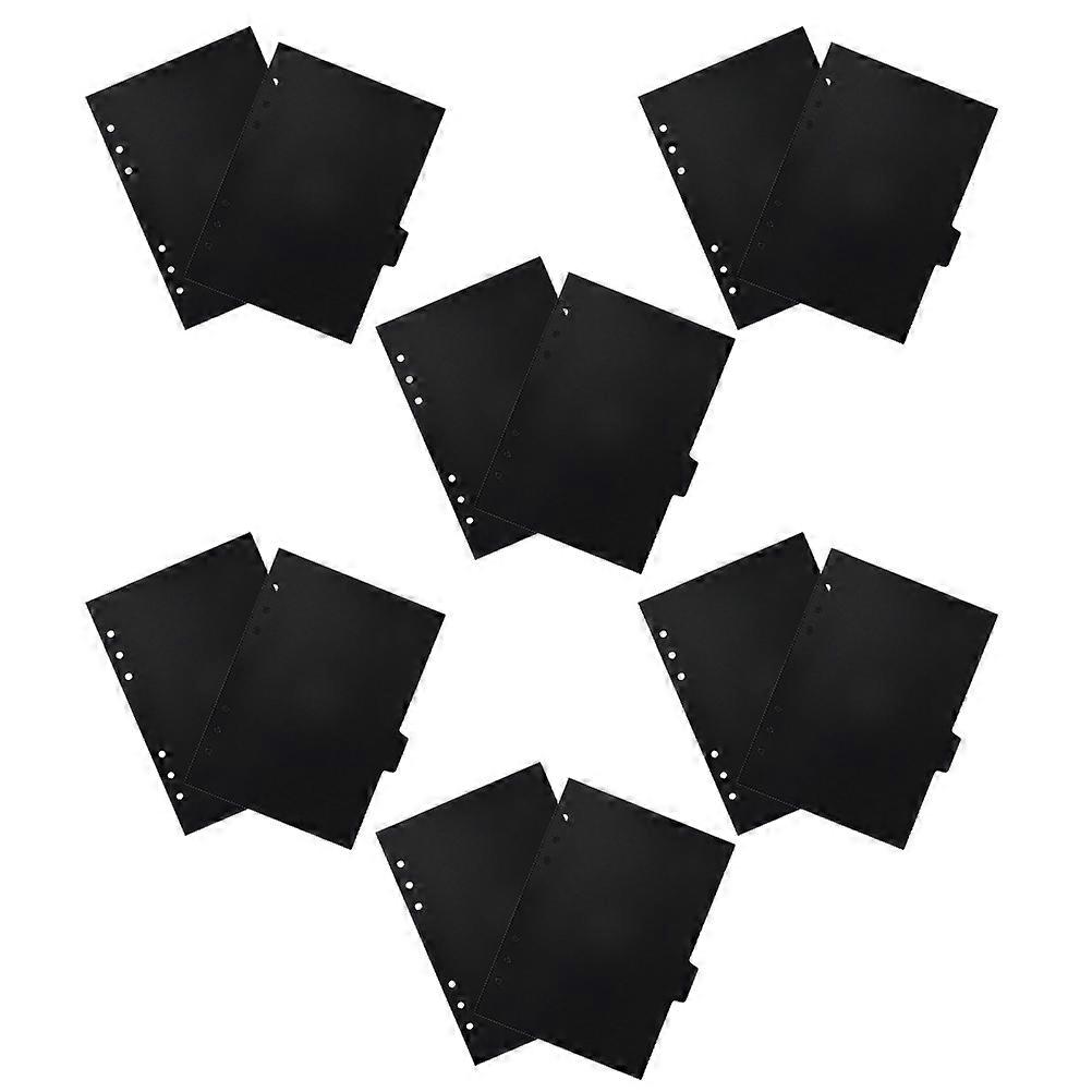 Black Binder Dividers for Notebook 12Pcs PP Material with Tabs 6-Hole Design