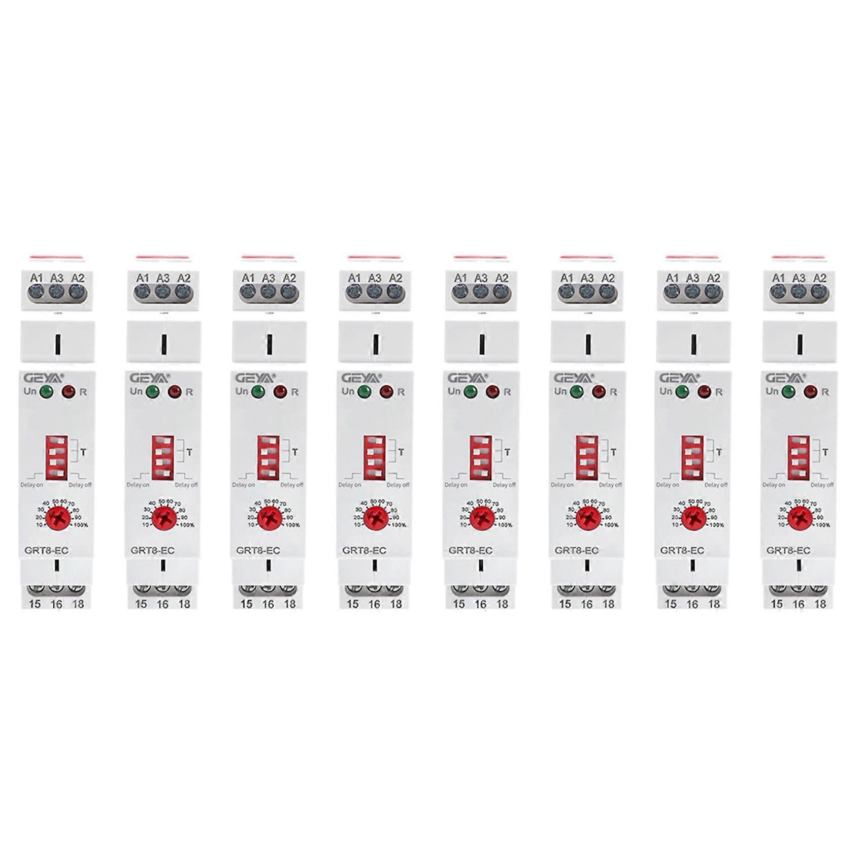 8X GEYA GRT8-EC 10A Dual Function Timer Relay on Delay or Off Delay Relay AC230V Time Relay