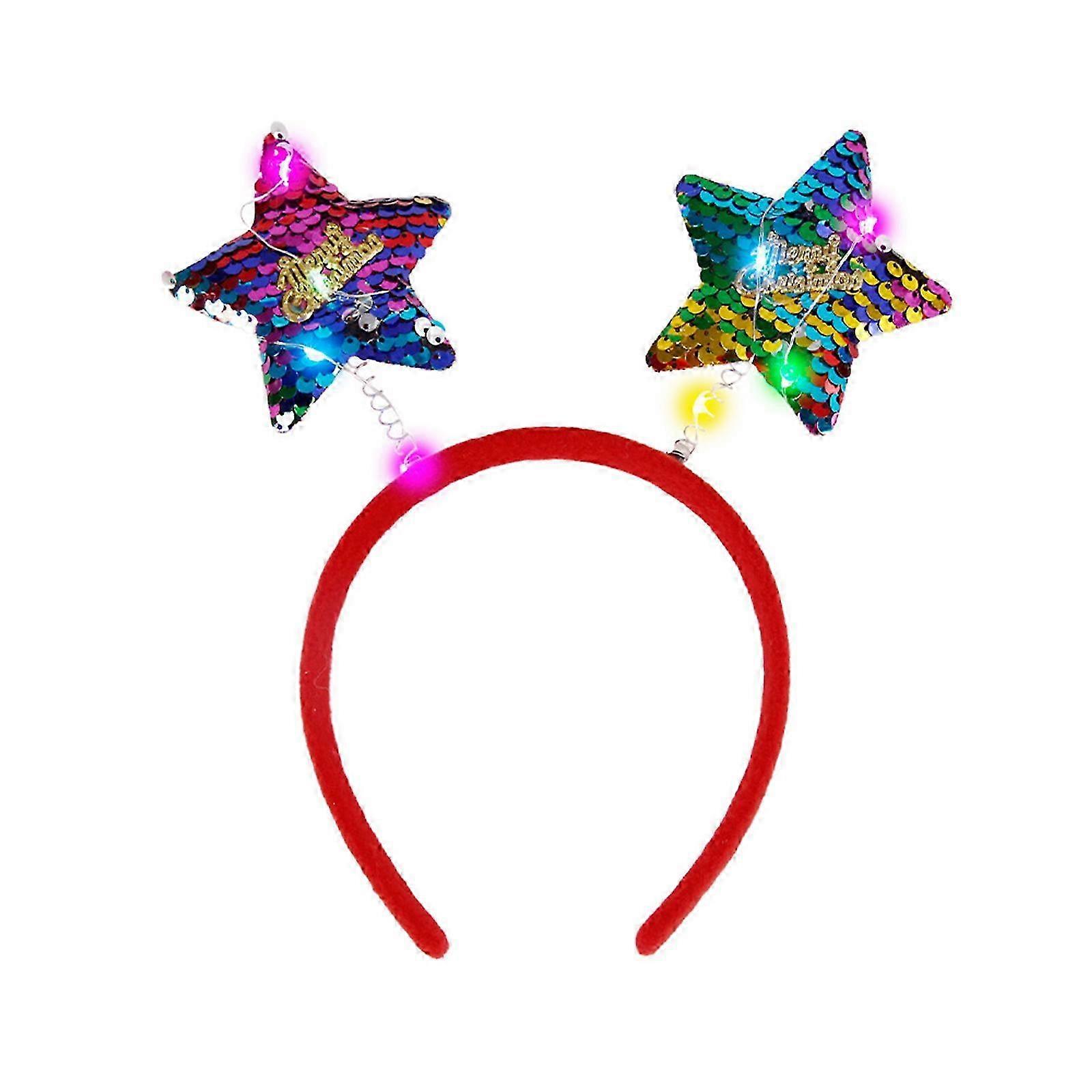 Christmas Party Headband with Sequins and LED Lights for Festive Events