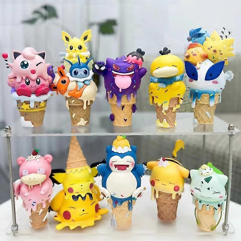 Pok��Mon Cone Ice Cream Ice Cream Pikachu Bulbasaur Seed Up To Duck Kirby Ornament Figure Animation Peripherals Kids Toys Model